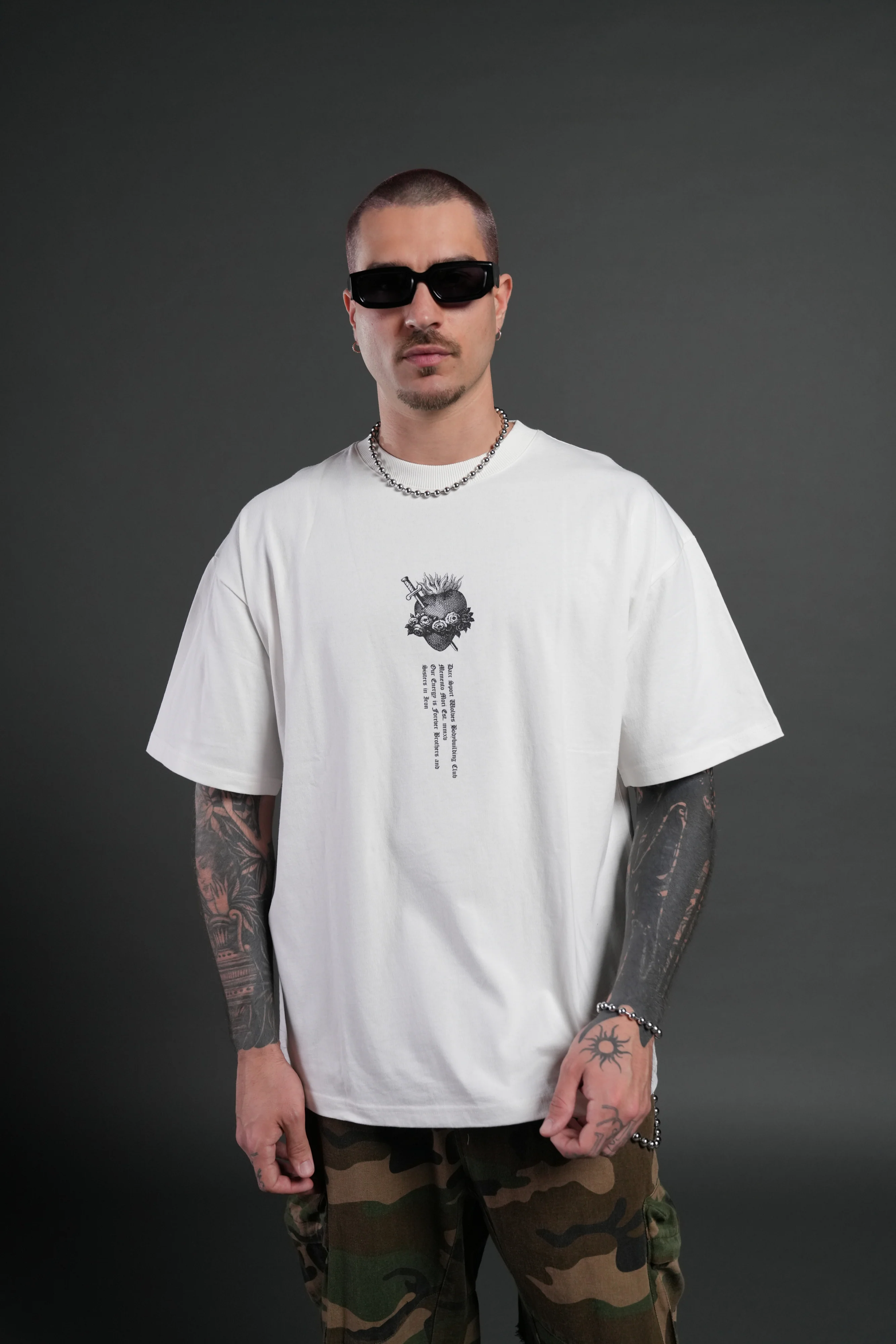 Sin Again Unisex Grunge Tee in Cream - Image 5