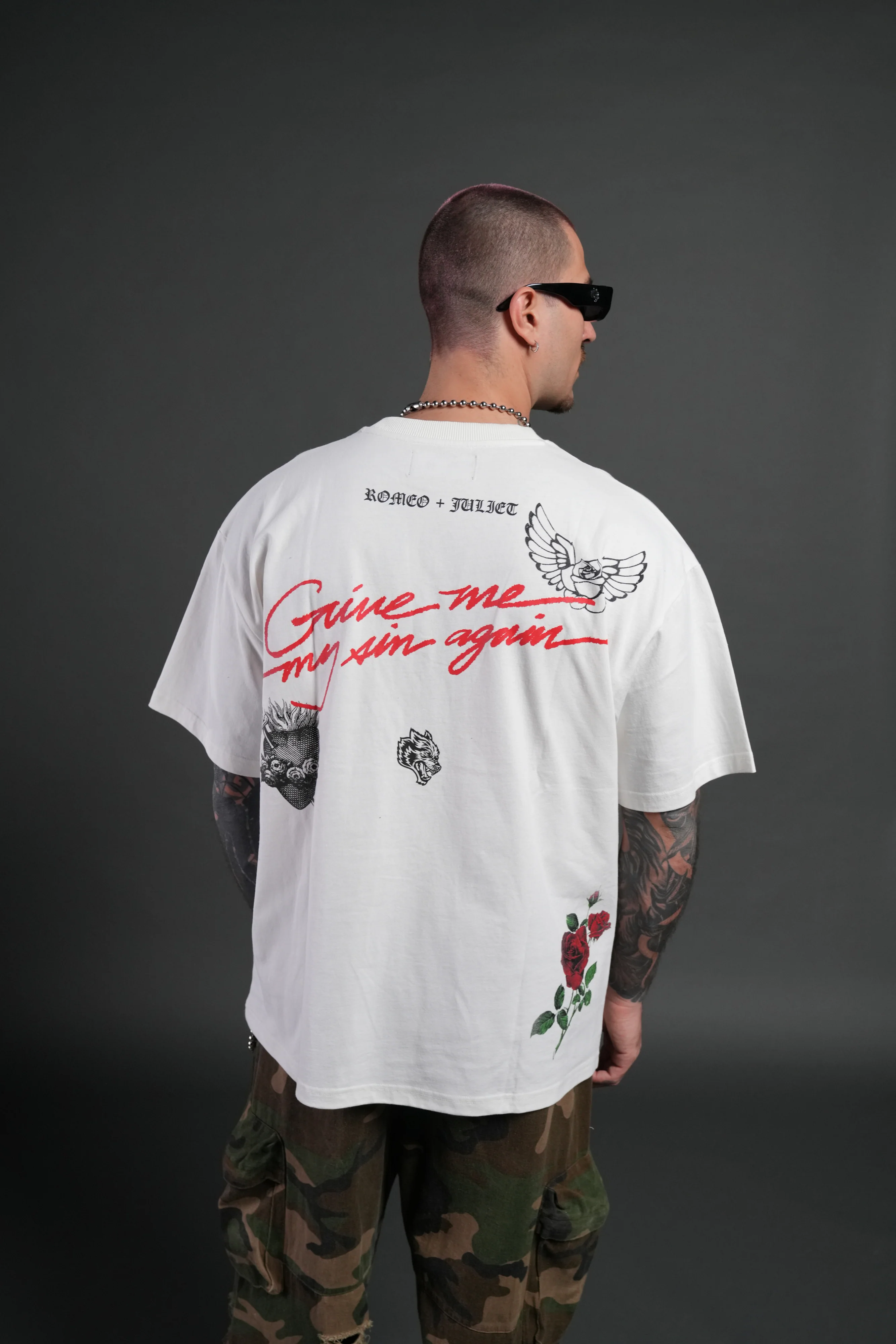 Sin Again Unisex Grunge Tee in Cream - Image 8