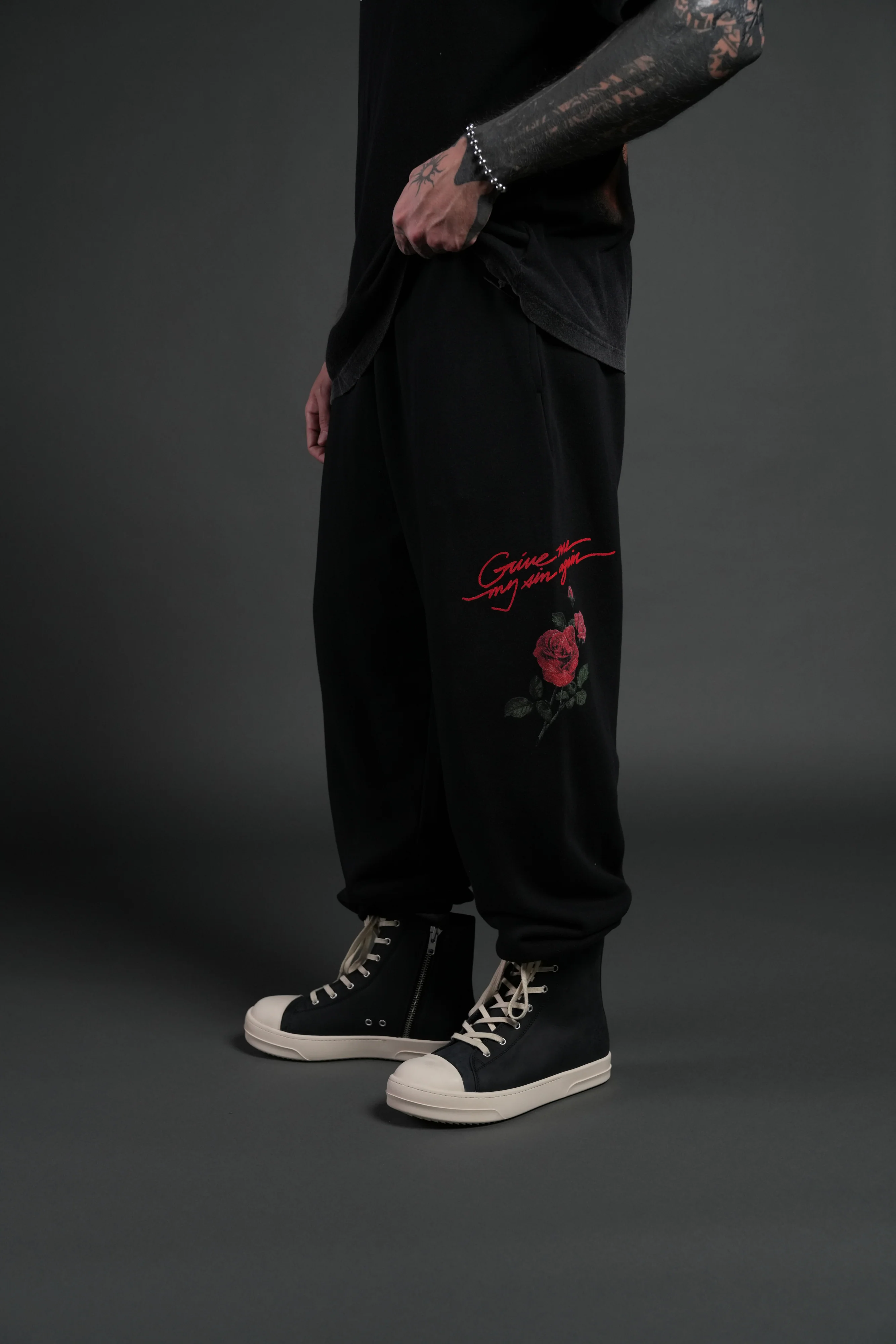 Sin Again Unisex Lightweight Lounger Sweat Pants in Black - Image 4