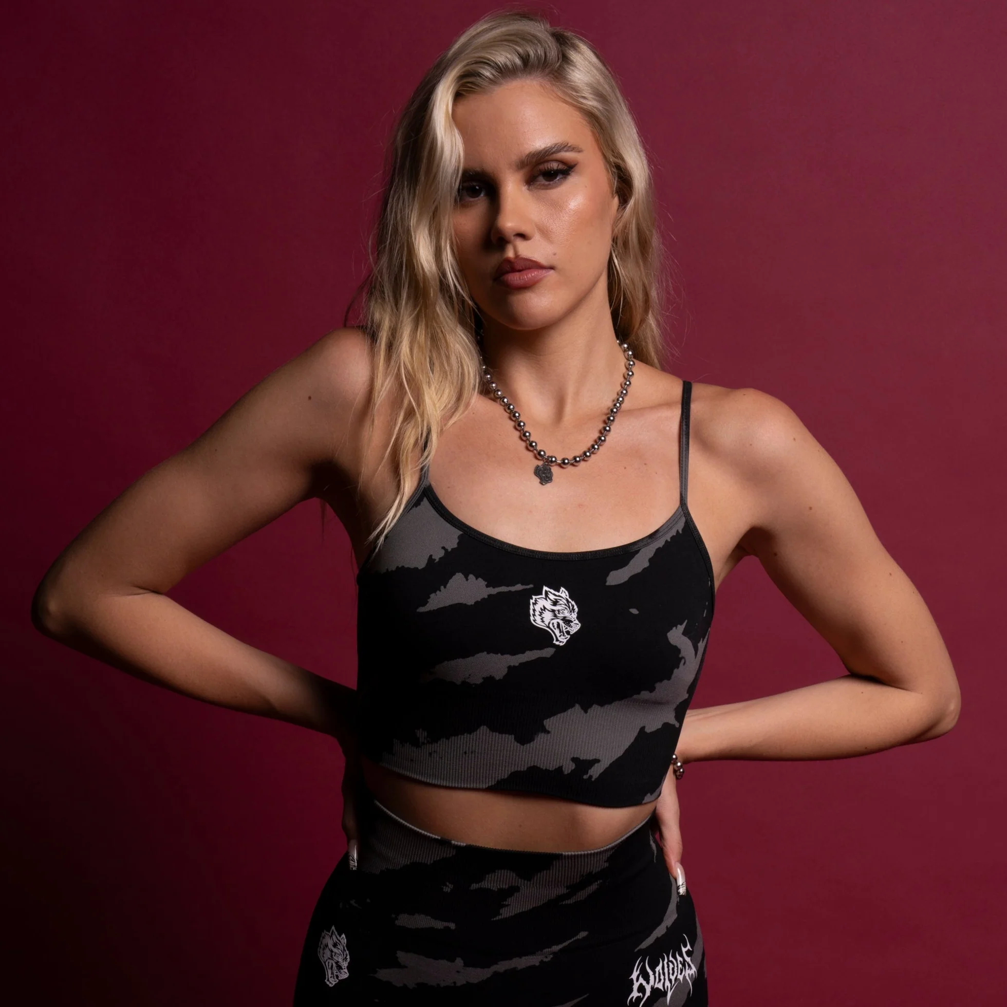 Single Wolf "Everson Seamless" Huxley Bra in Black Native Camo