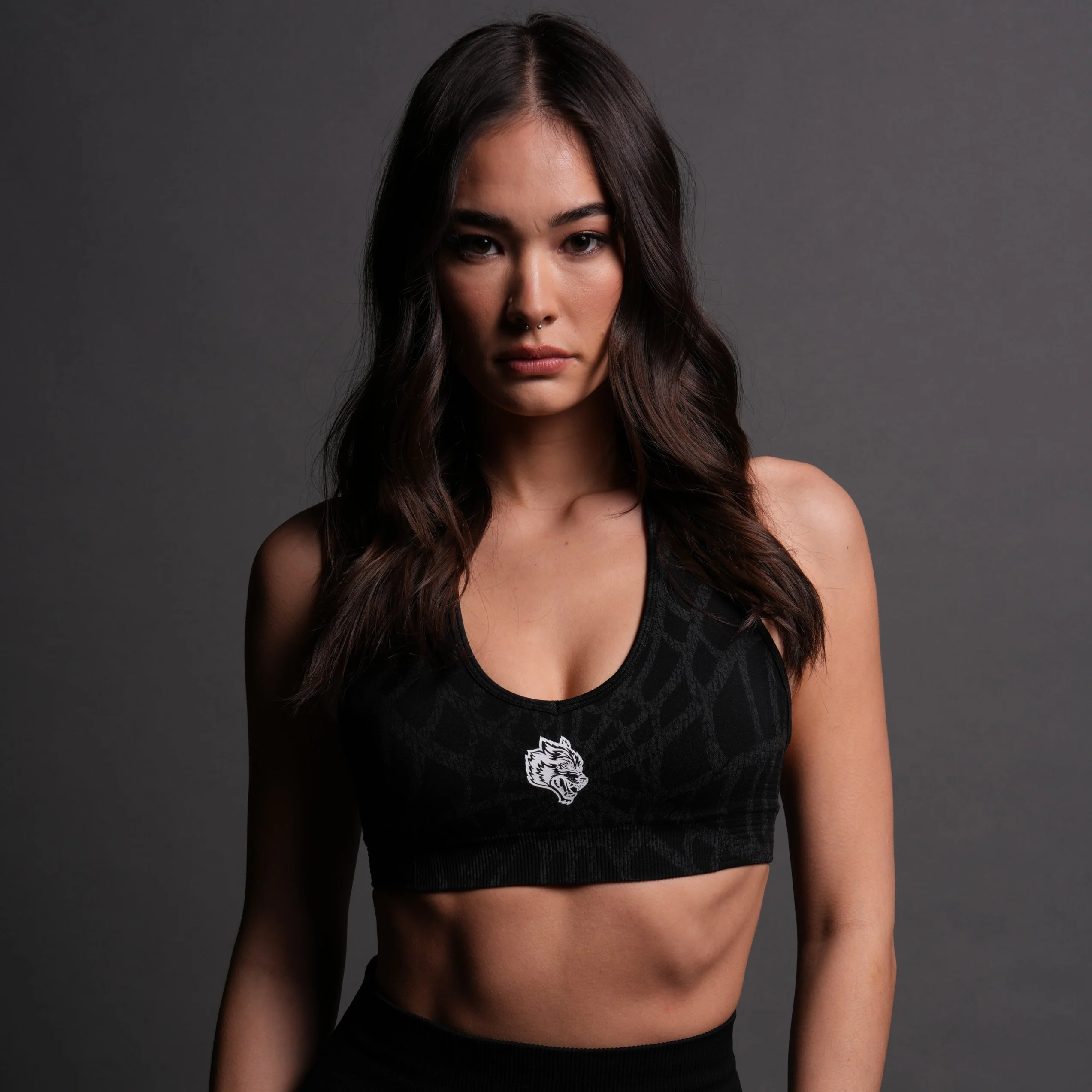 Single Wolf "Everson Seamless" Valencourt Bra in Black Symbiote Web V2