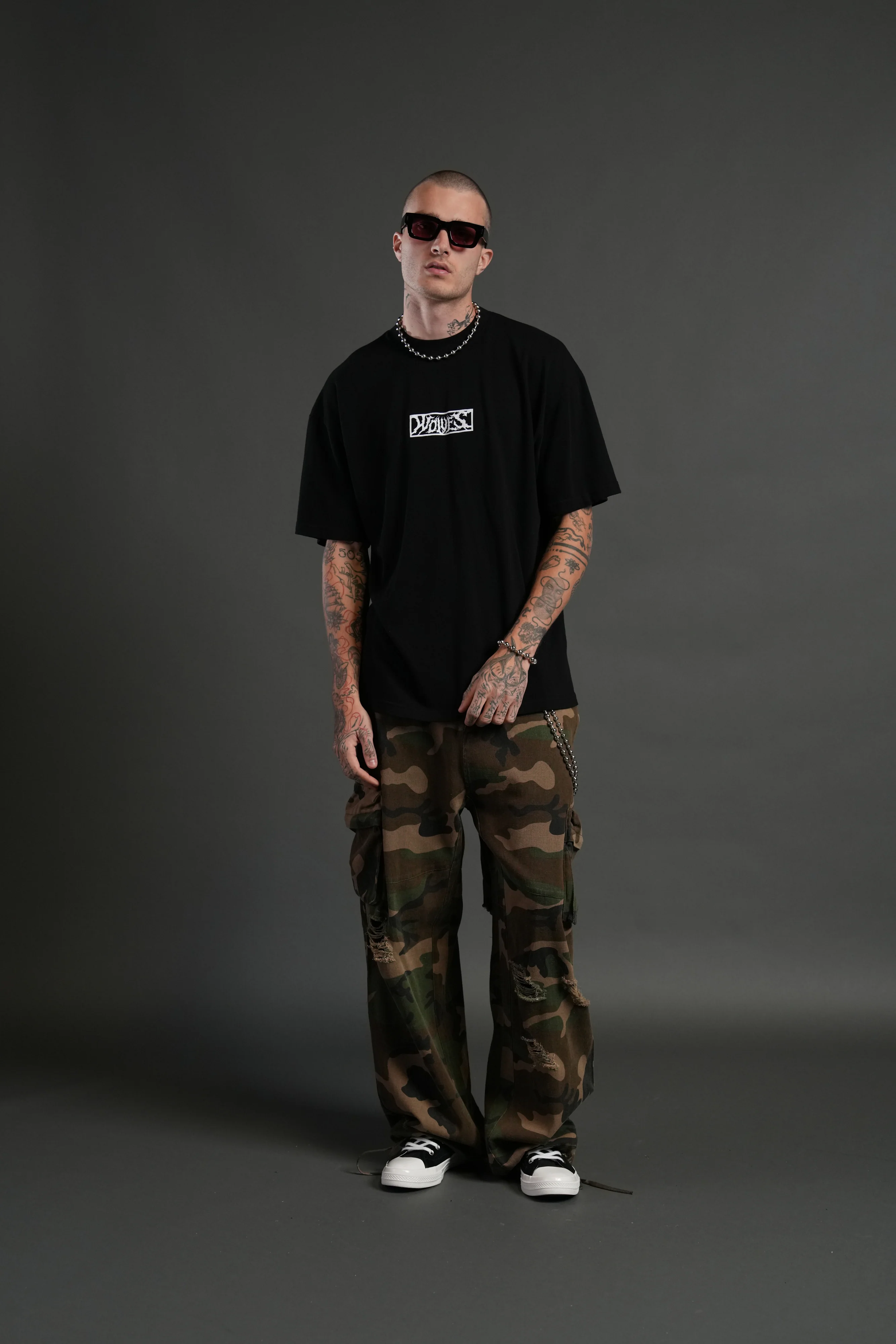 Skull Flower "Premium" Oversized Tee in Black - Image 5