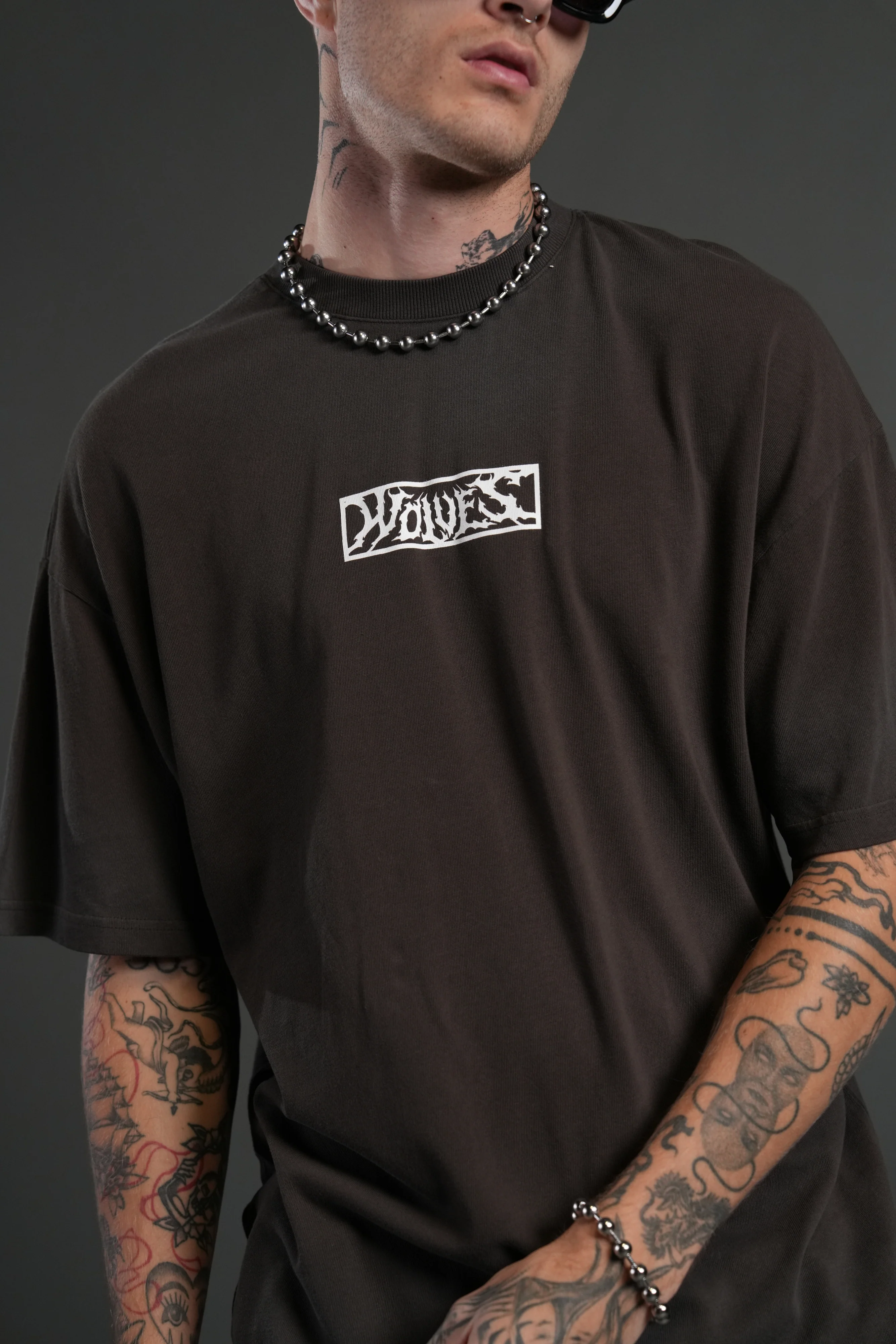 Skull Flower "Premium" Oversized Tee in Darc Brown Drift Wash - Image 7