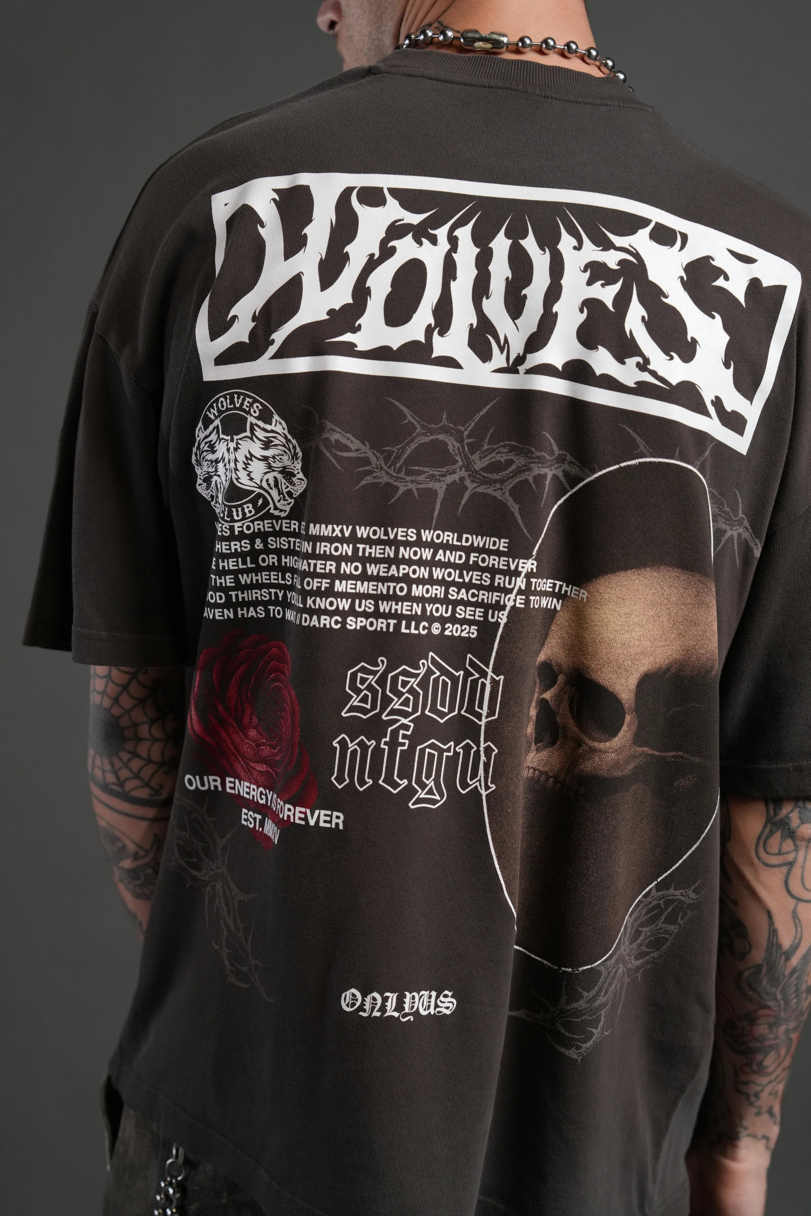 Skull Flower "Premium" Oversized Tee in Darc Brown Drift Wash - Image 8