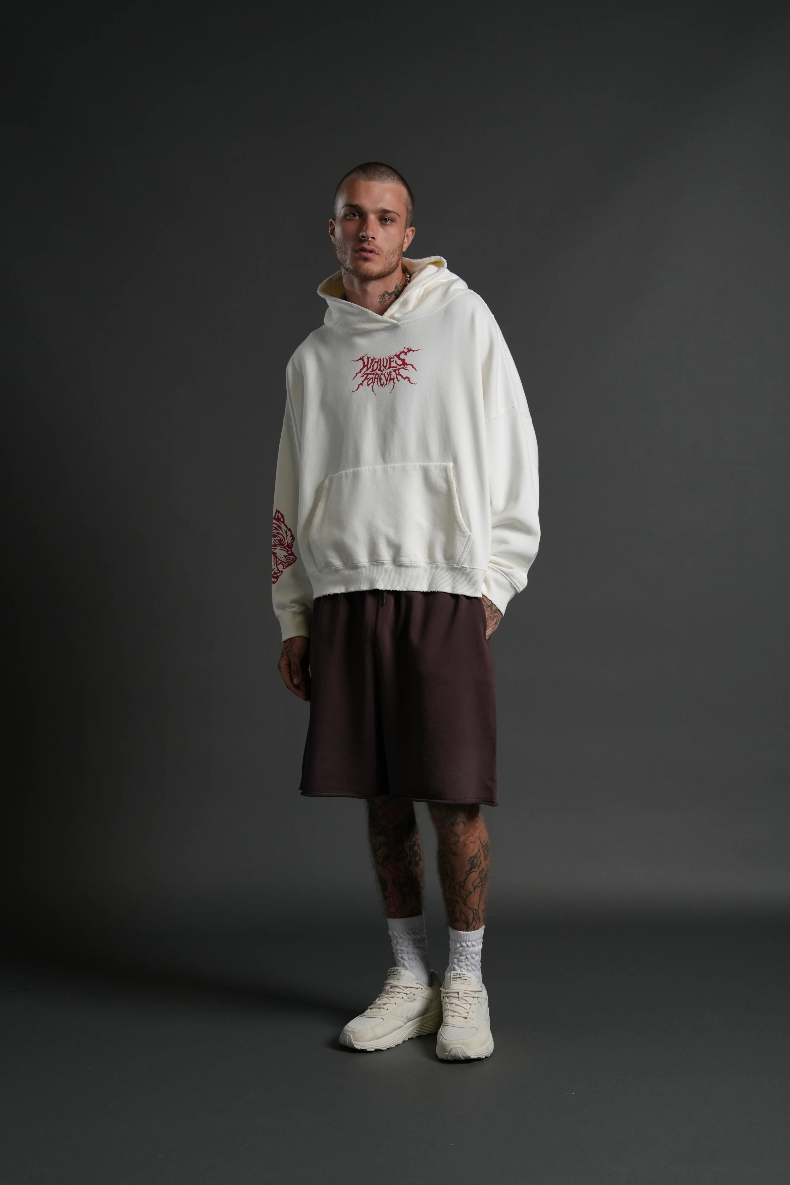 Slasher Destroyed Grunge "Gage Box Cut" Hoodie in Cream - Image 5
