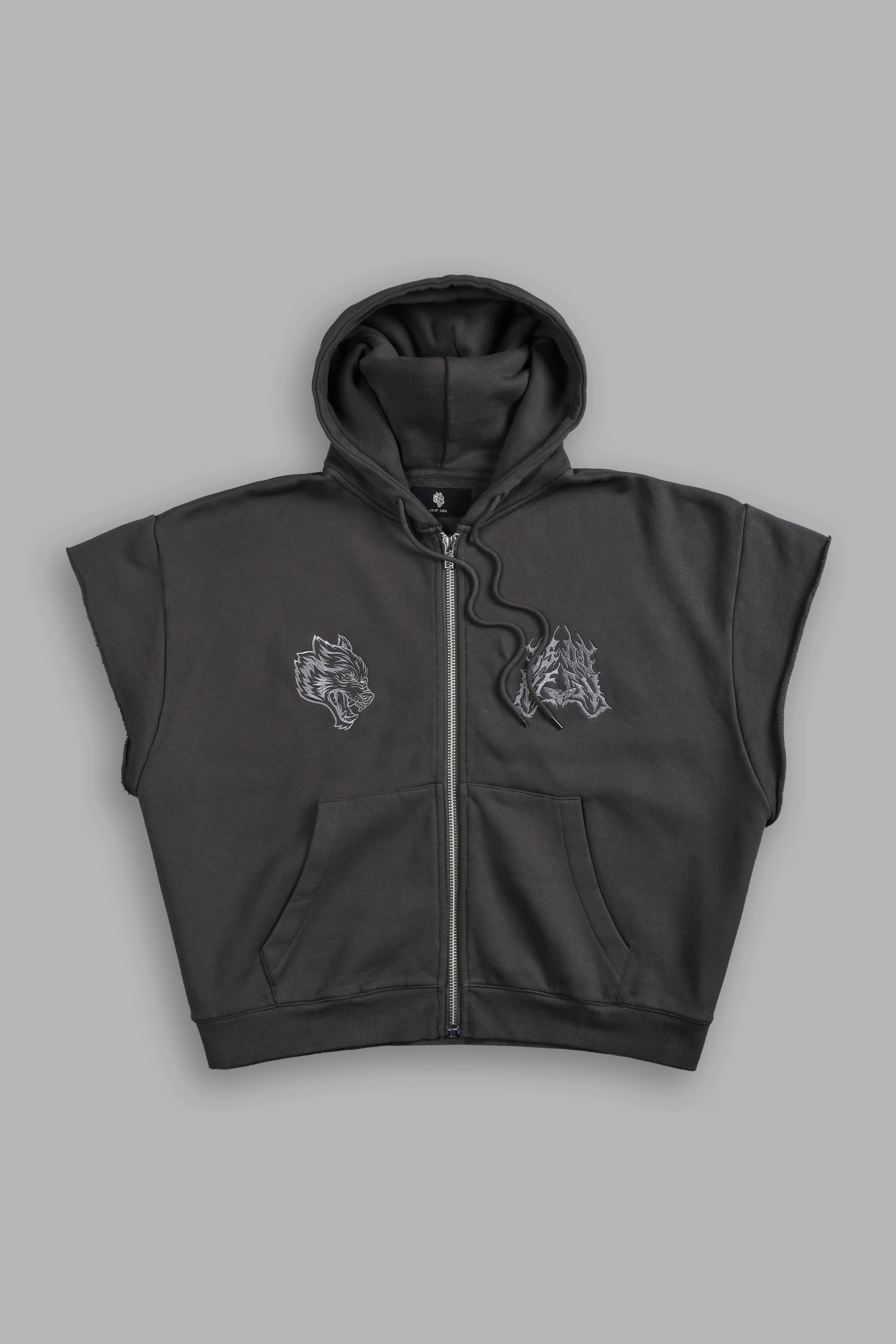 SSDDNFGU Moth Creed Cap Zip Hoodie in Wolf Gray