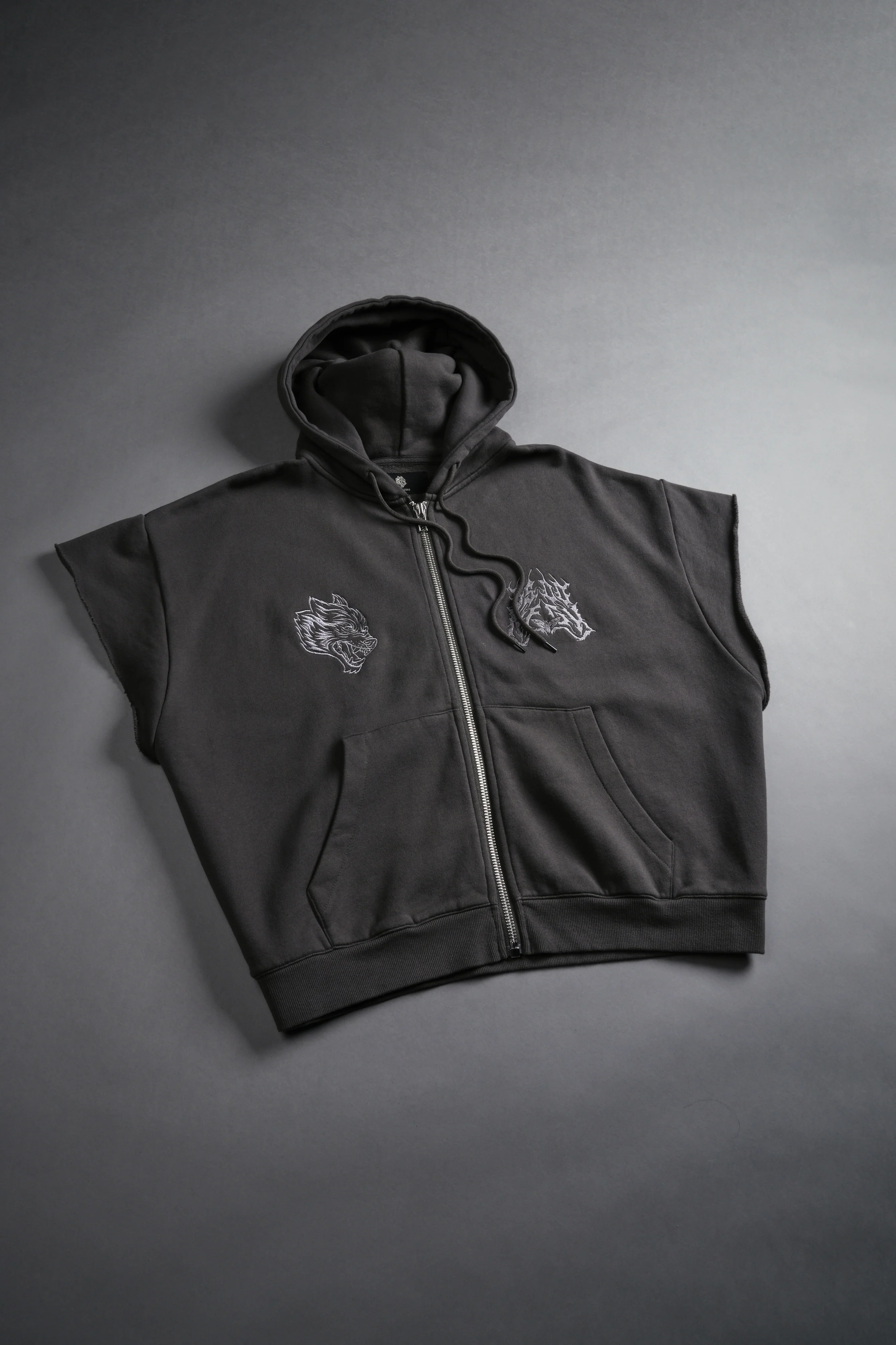 SSDDNFGU Moth Creed Cap Zip Hoodie in Wolf Gray - Image 5