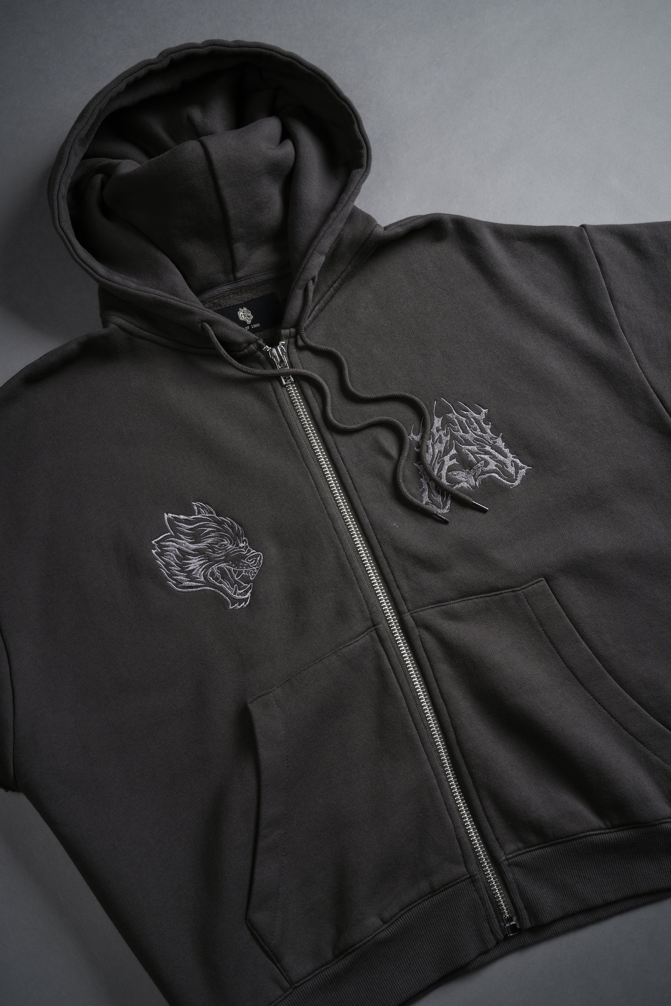 SSDDNFGU Moth Creed Cap Zip Hoodie in Wolf Gray - Image 6