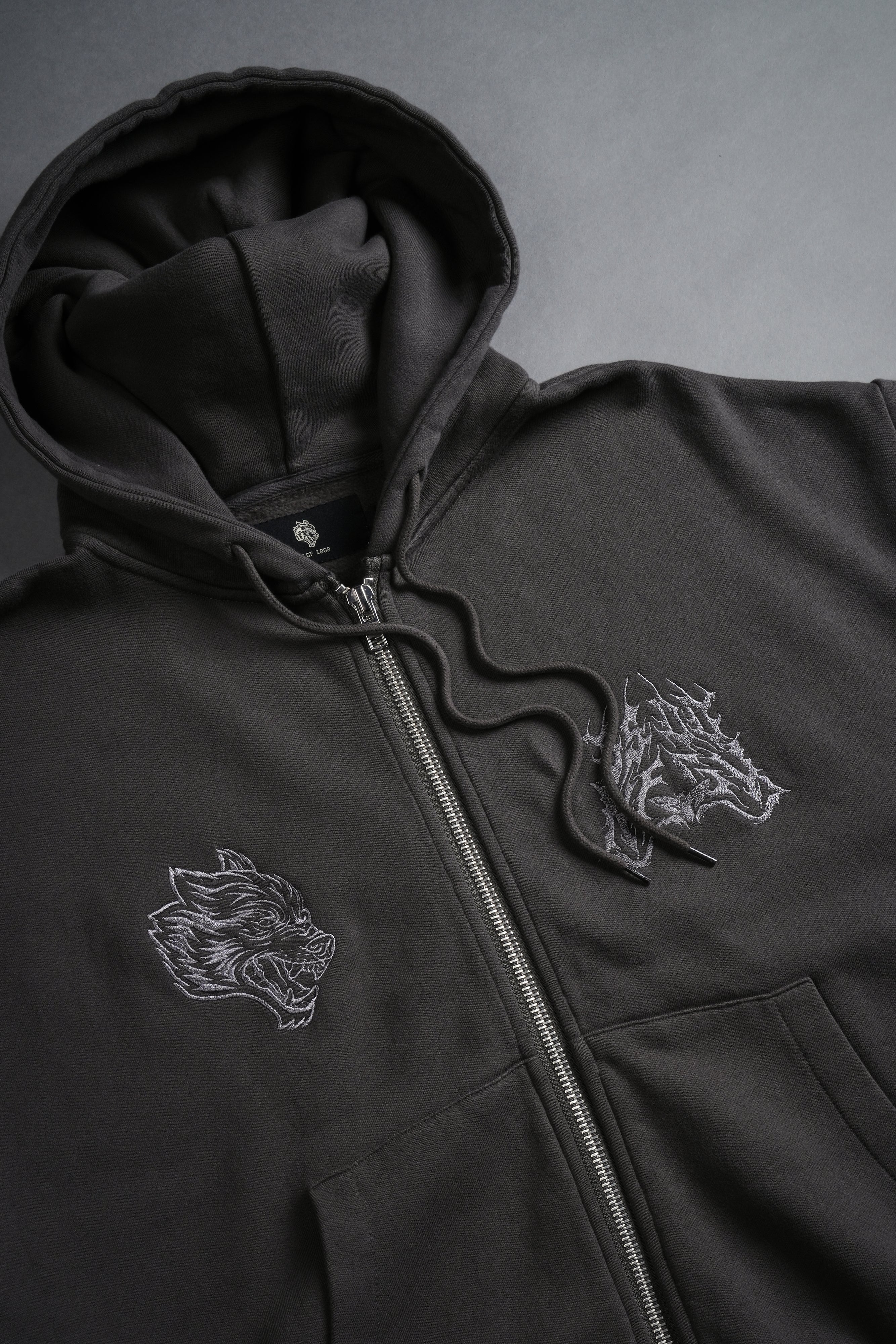 SSDDNFGU Moth Creed Cap Zip Hoodie in Wolf Gray - Image 7