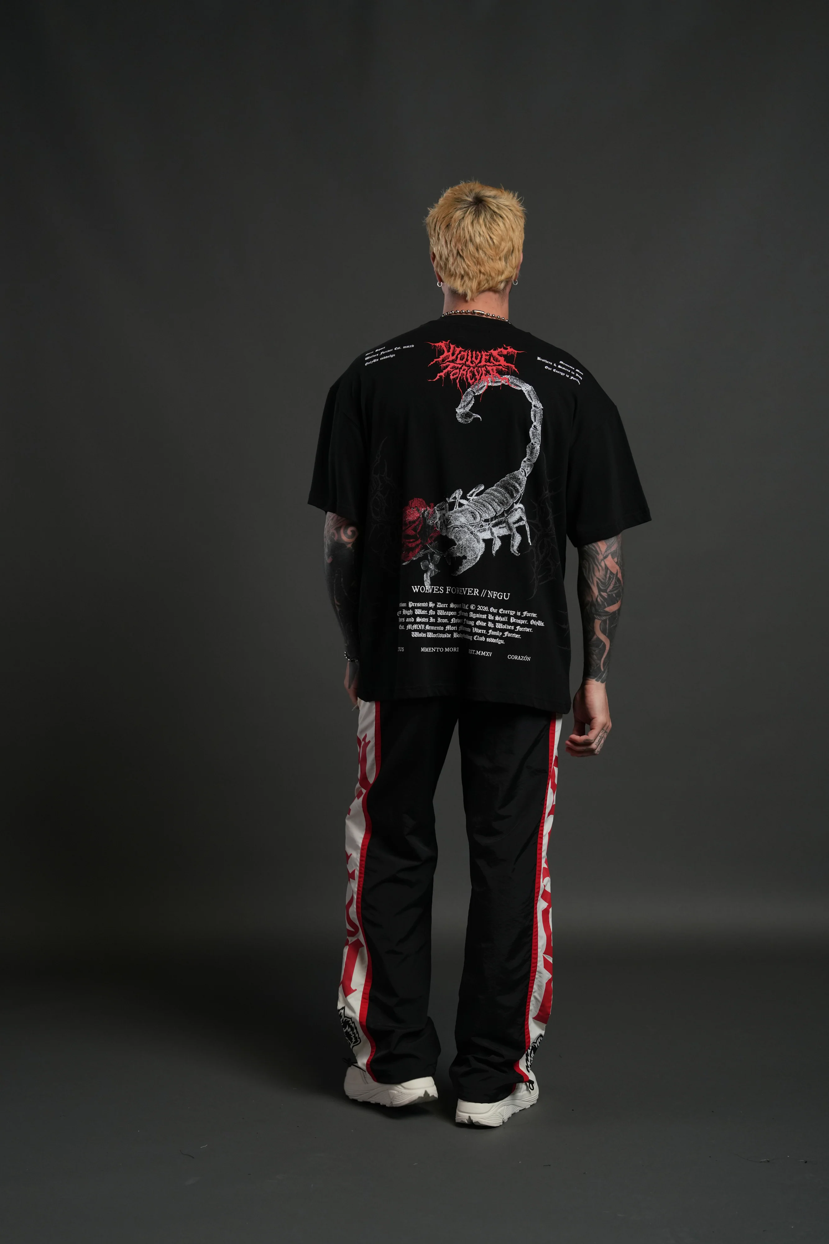 SSDDNFGU Remind Track Pants in Black/Cream/Red - Image 7