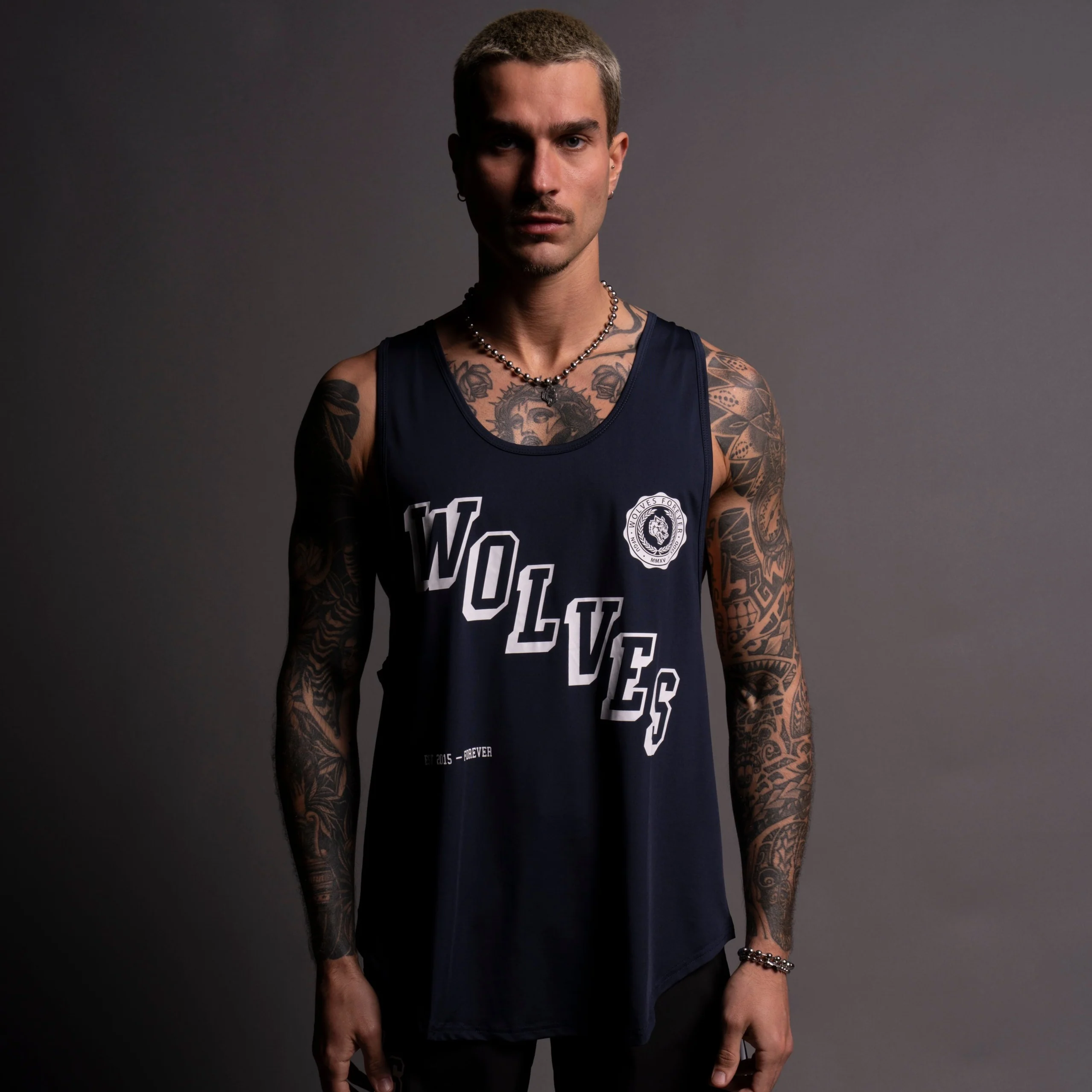 Stairs "Dry Wolf" (Drop) Tank in Navy - Image 2