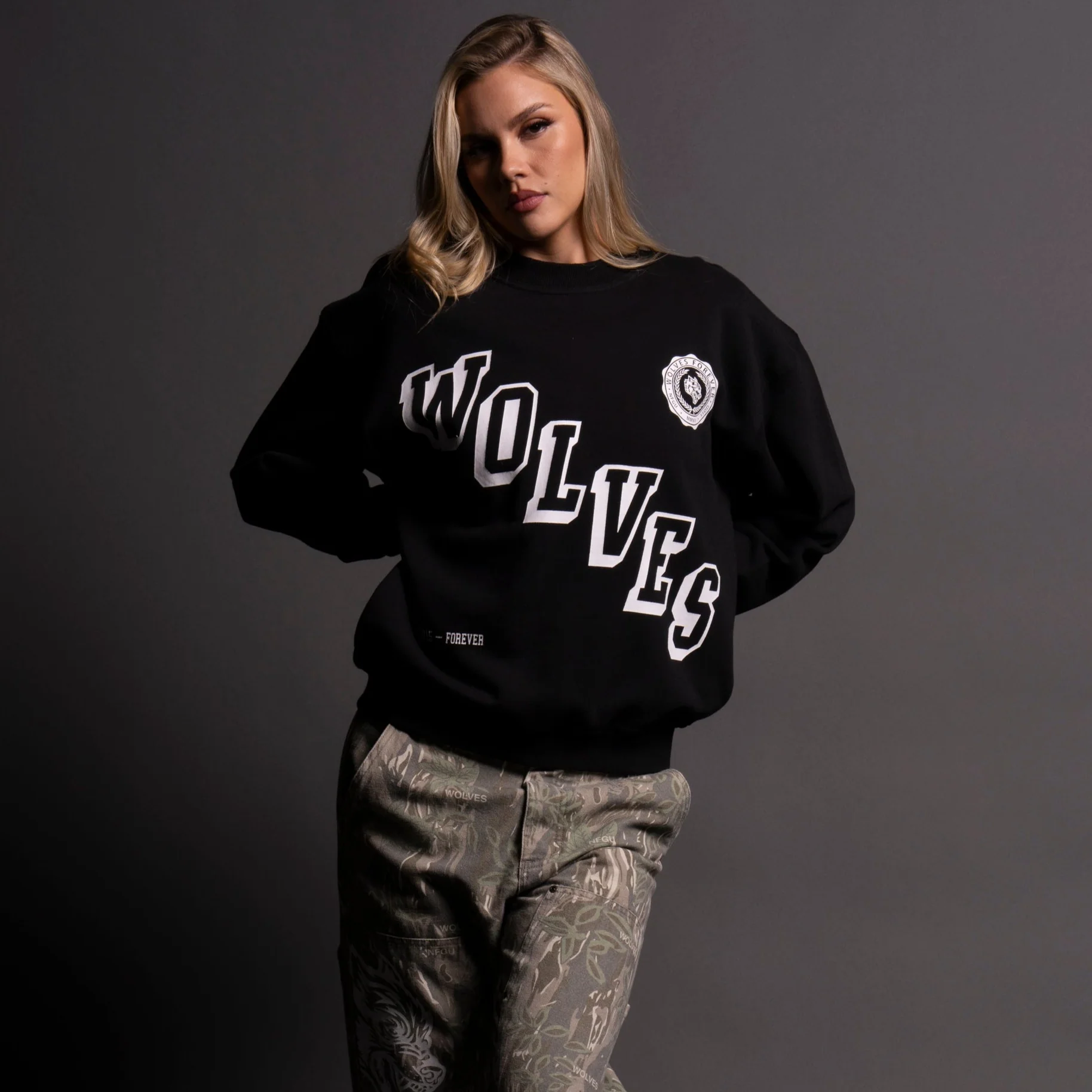 Stairs She "Cornell" Crewneck in Black - Image 2