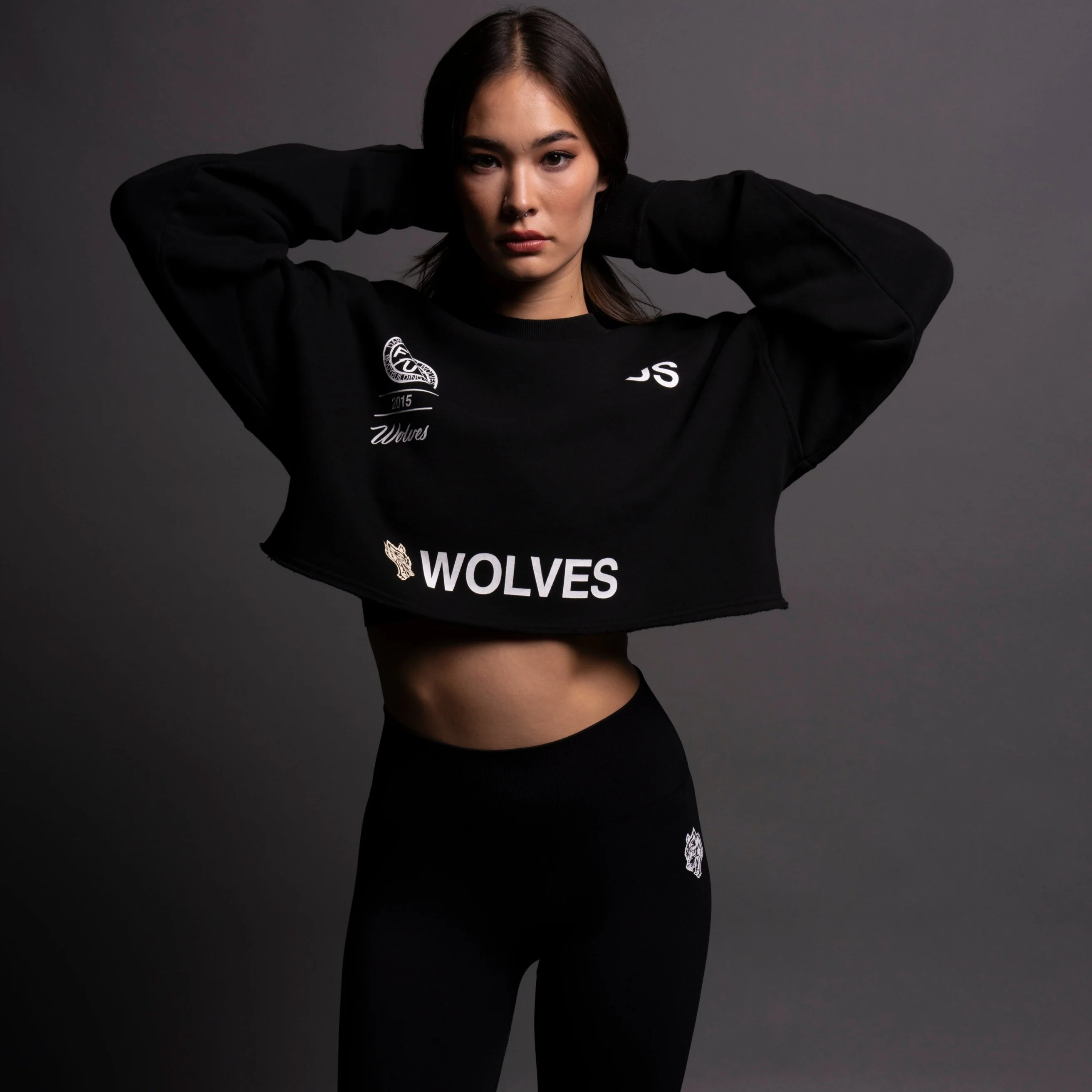 Stay True London (Cropped) Crewneck in Black - Image 2