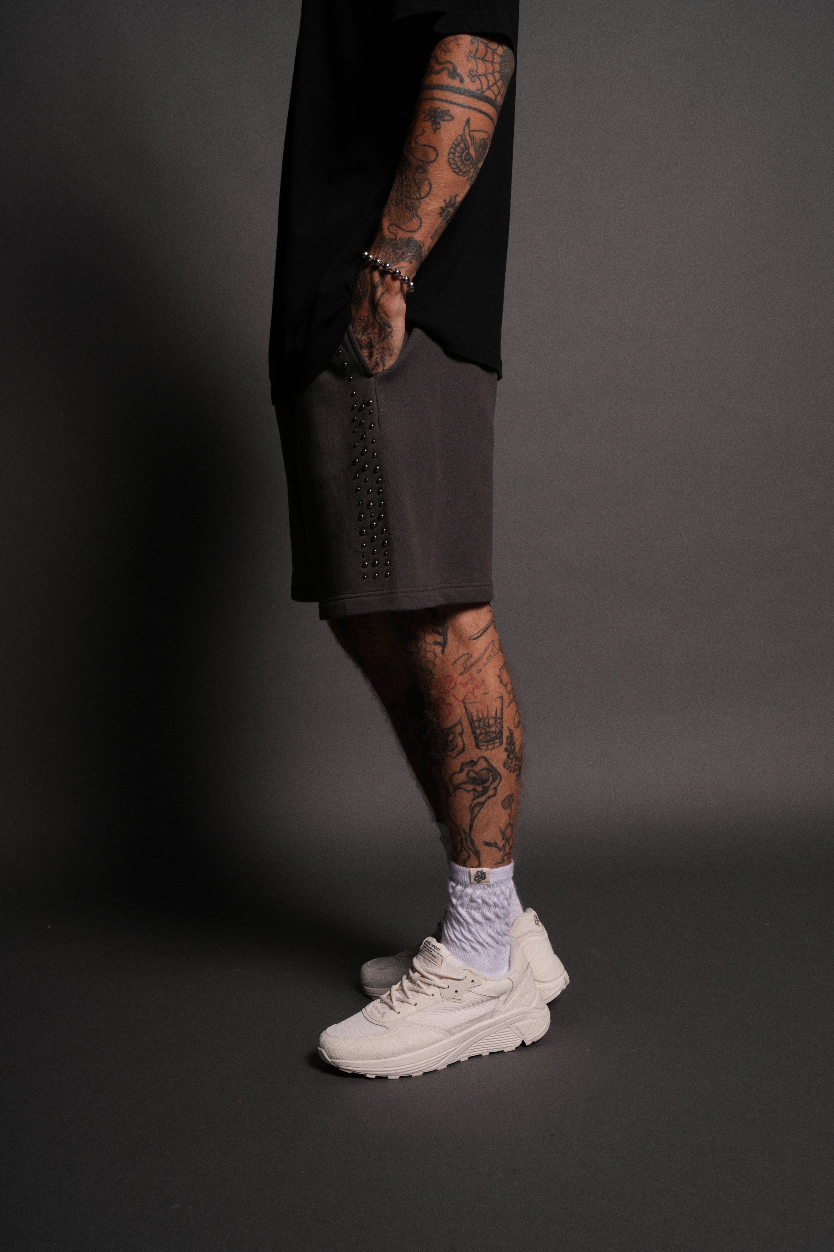 Stud Wolf Post Lounge Sweat Shorts in Wolf Gray - Image 4