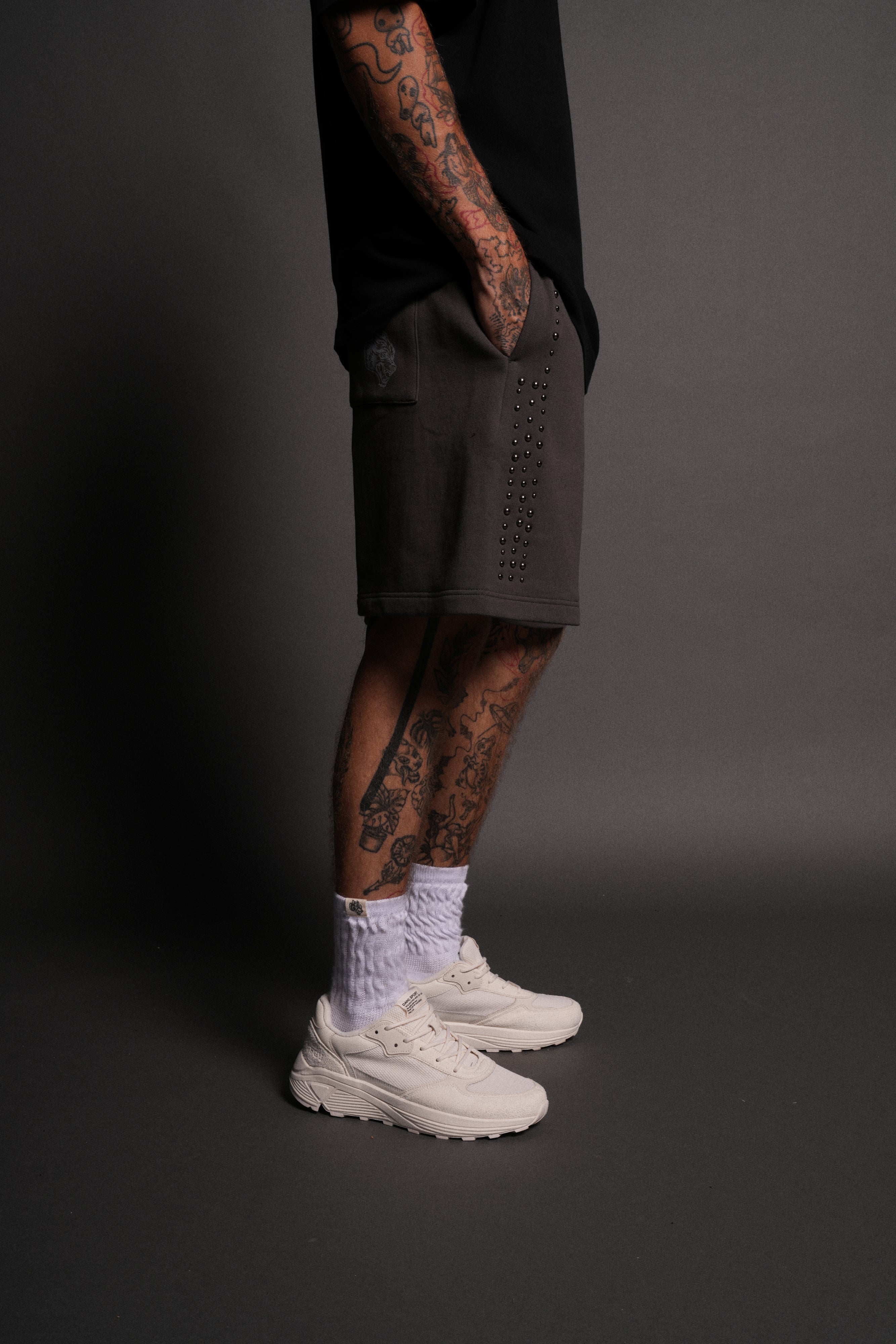 Stud Wolf Post Lounge Sweat Shorts in Wolf Gray - Image 5