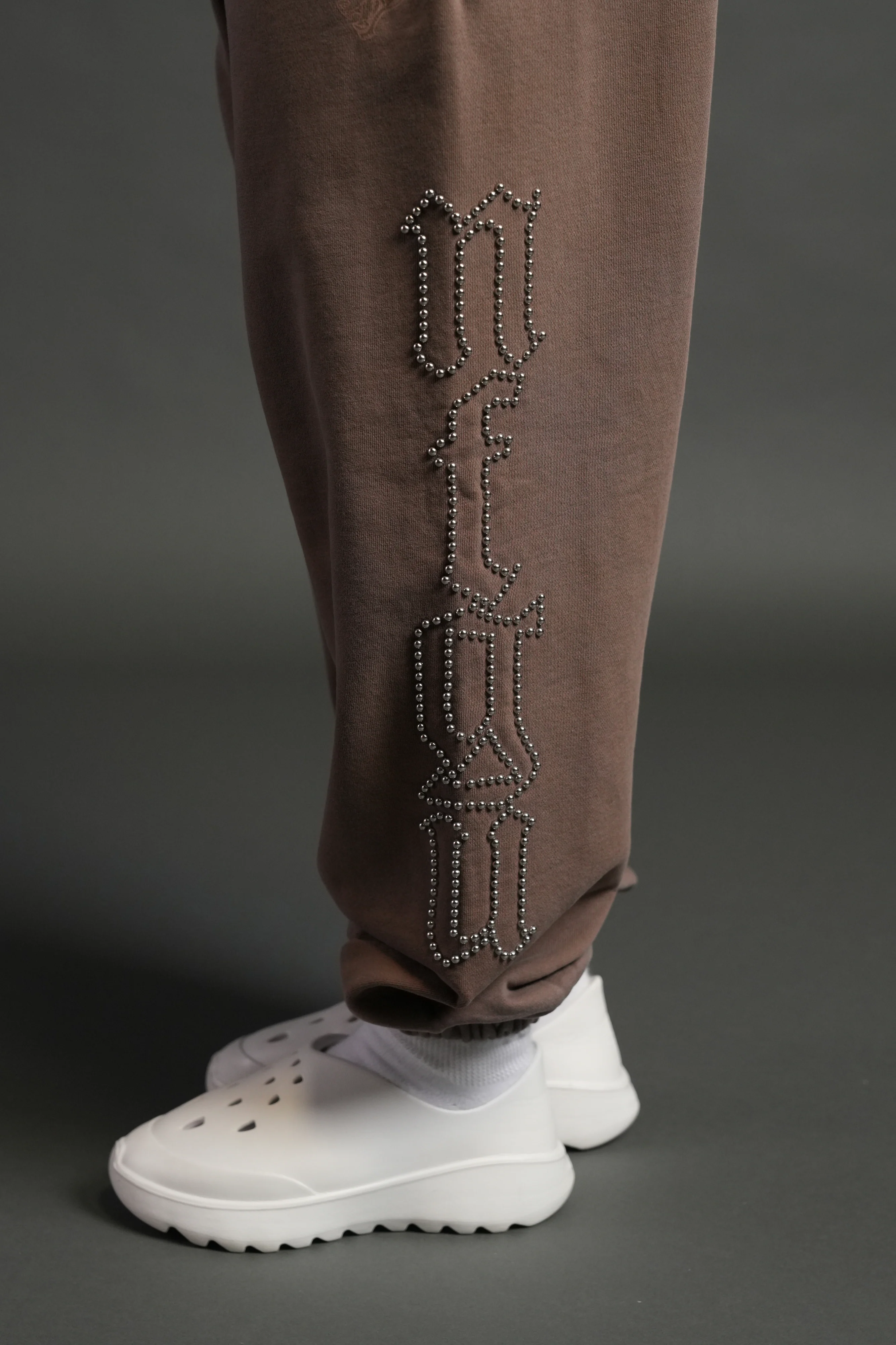 Studded Our Mantra Unisex Lounger Sweat Pants in Mojave Brown Drift Wash - Image 7