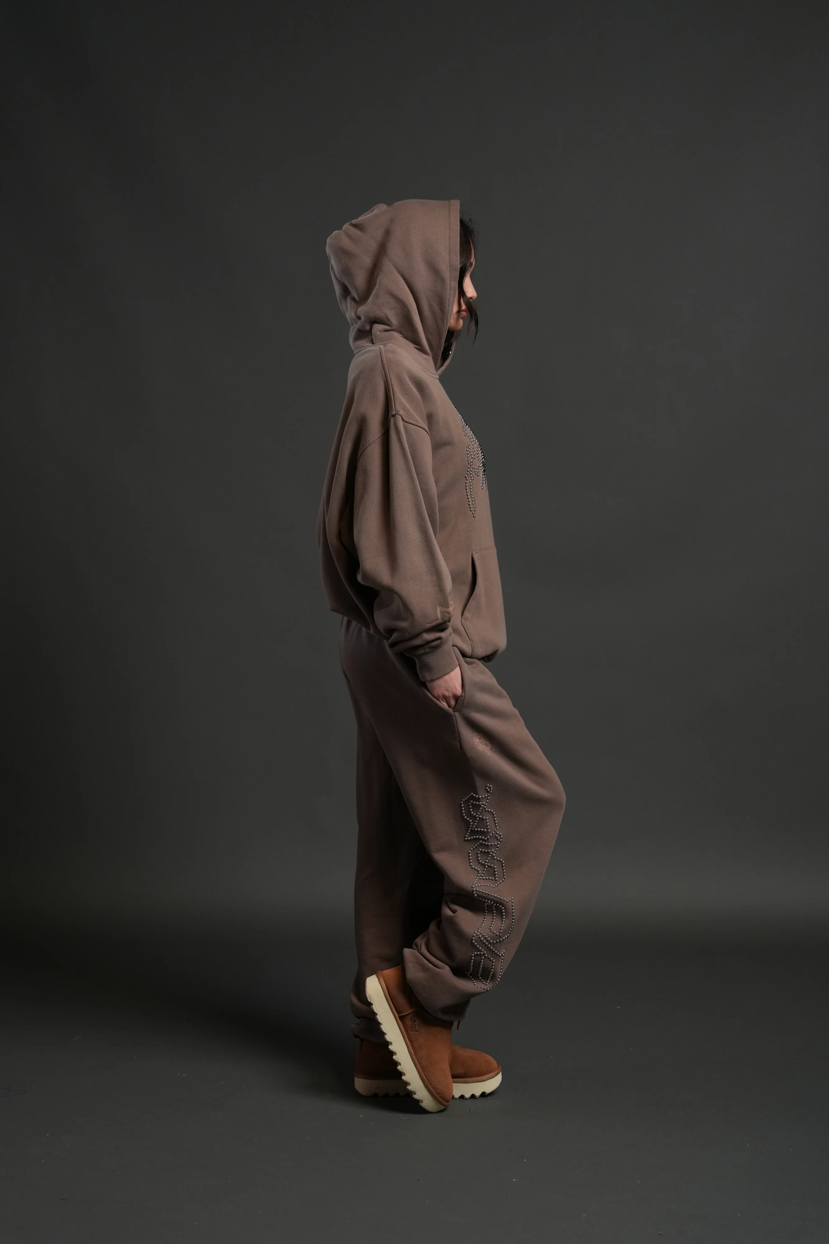 Studded Respect Unisex "Pierce" Hoodie in Mojave Brown Drift Wash - Image 8