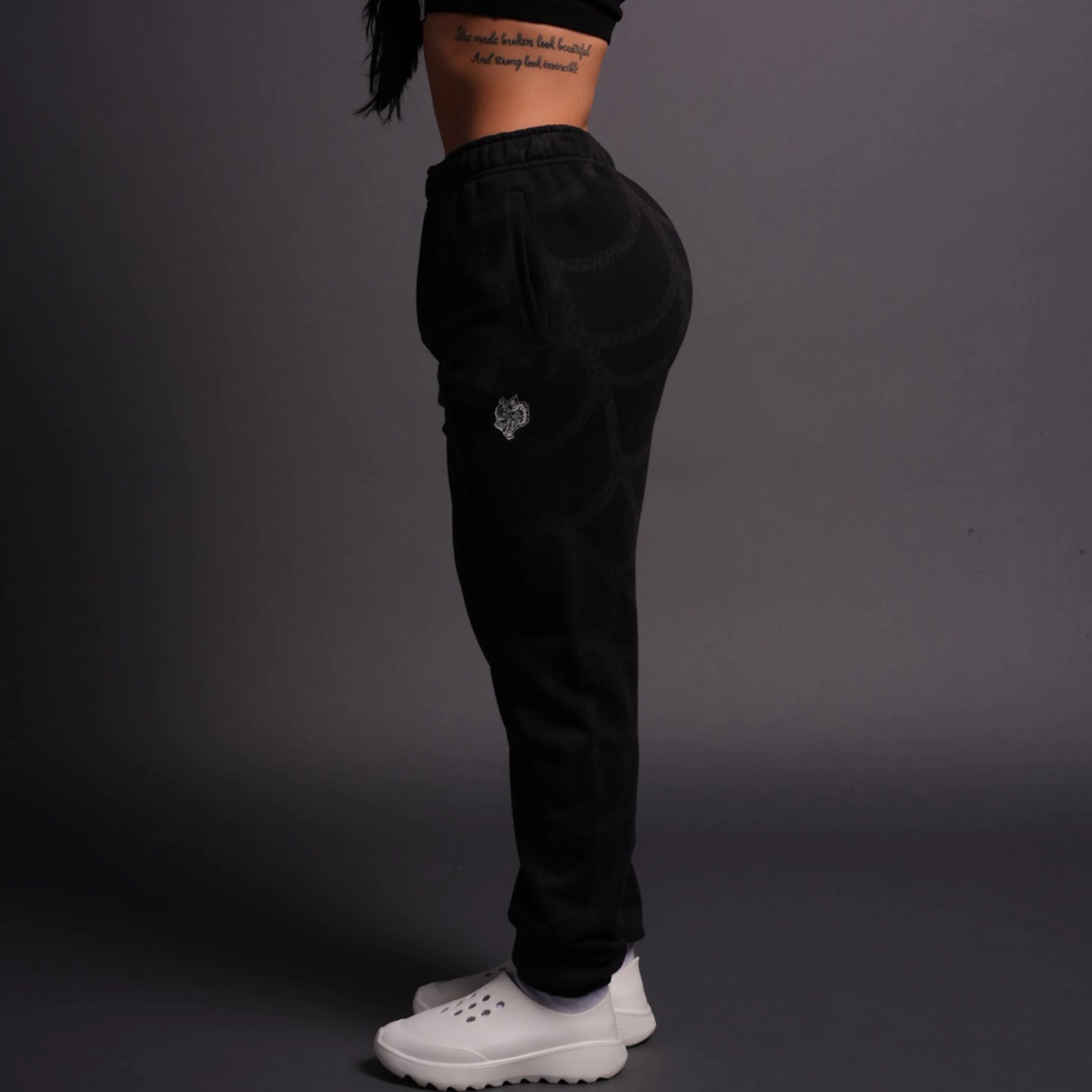 Symbiote Web She Post Longe Sweats in Black - Image 2