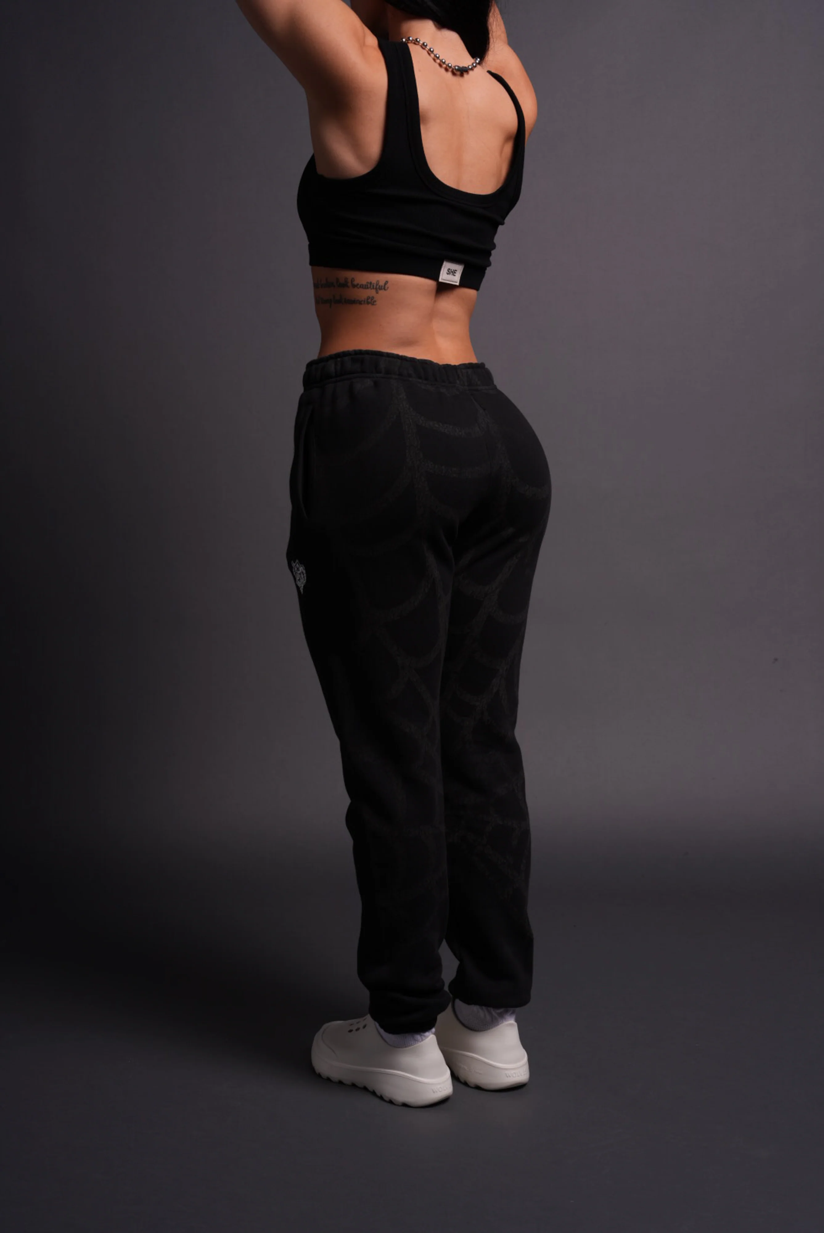Symbiote Web She Post Longe Sweats in Black - Image 6