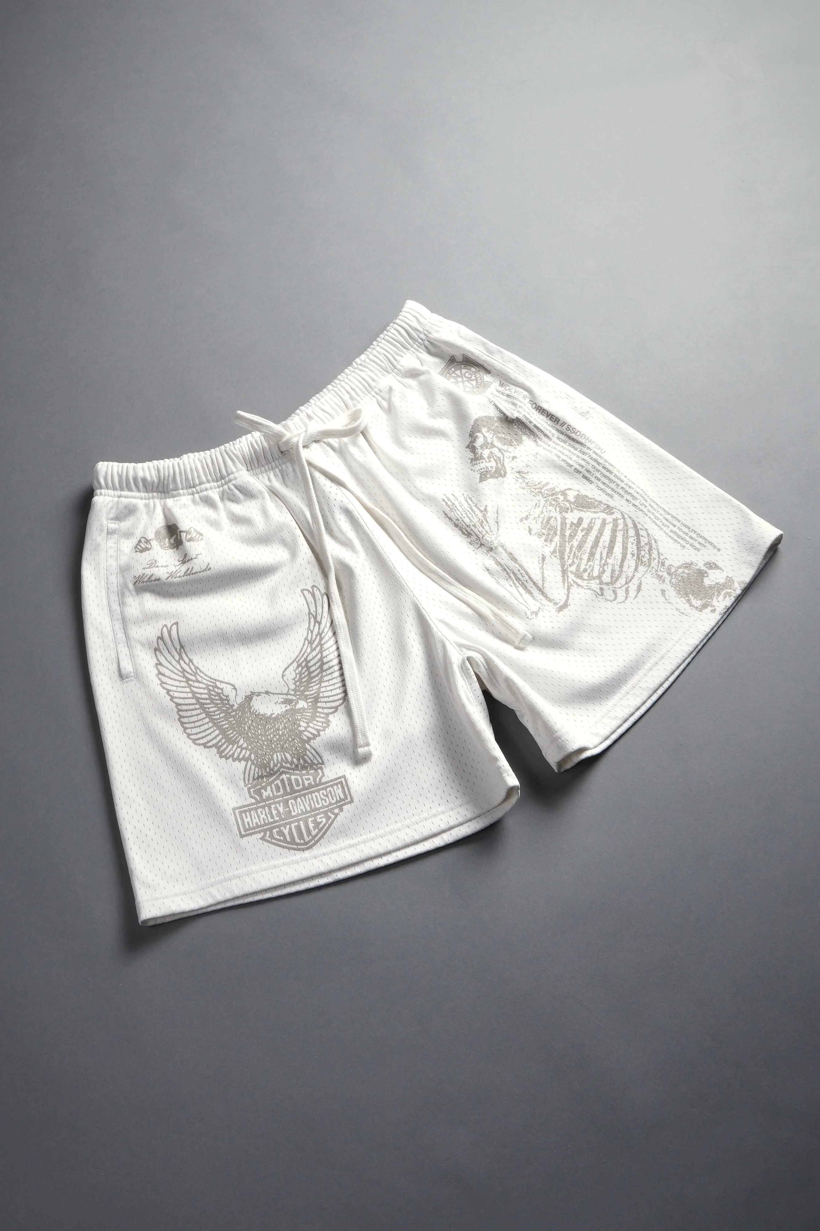 The Eagle & The Wolf Mesh Shorts in Cream - Image 7
