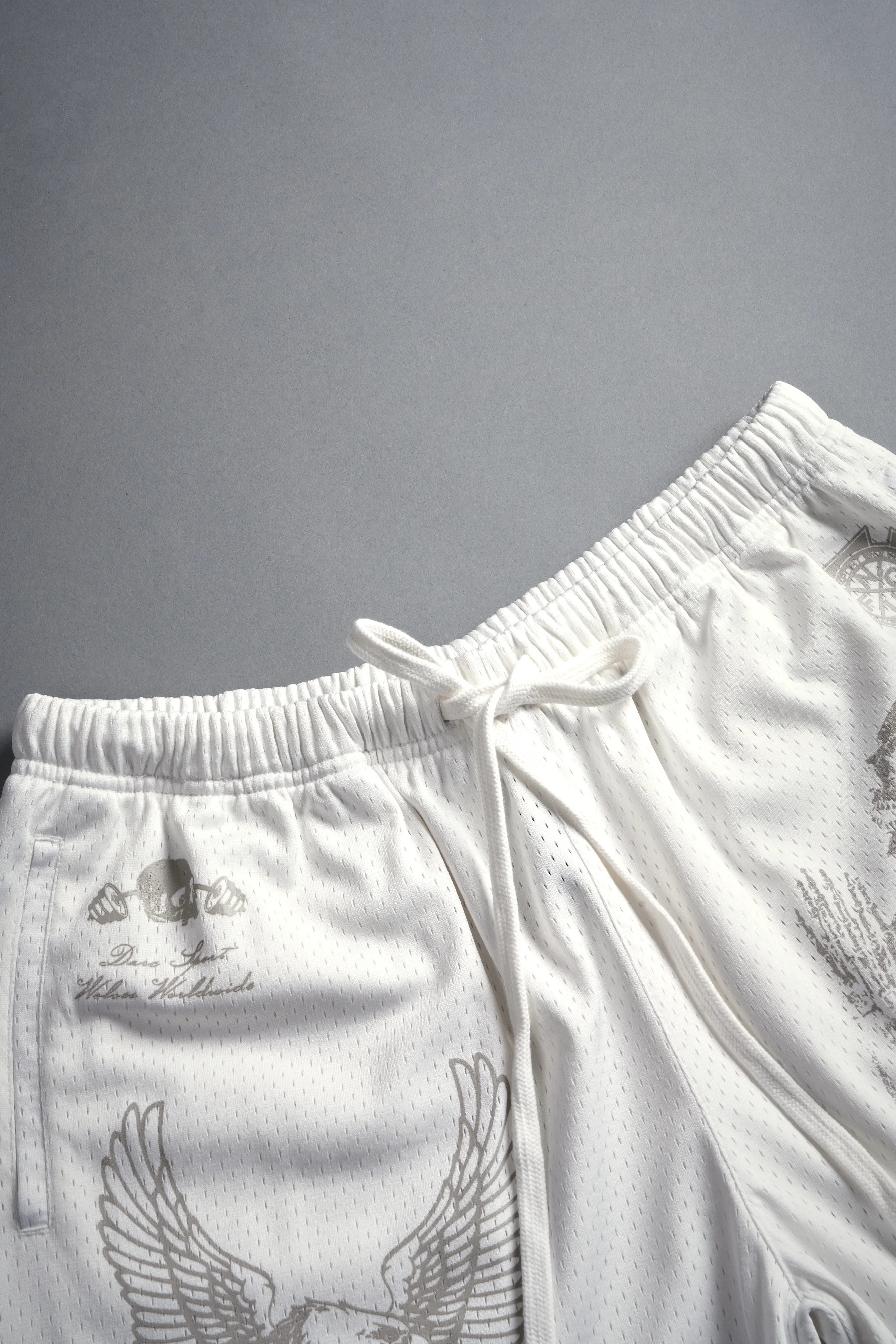The Eagle & The Wolf Mesh Shorts in Cream - Image 8