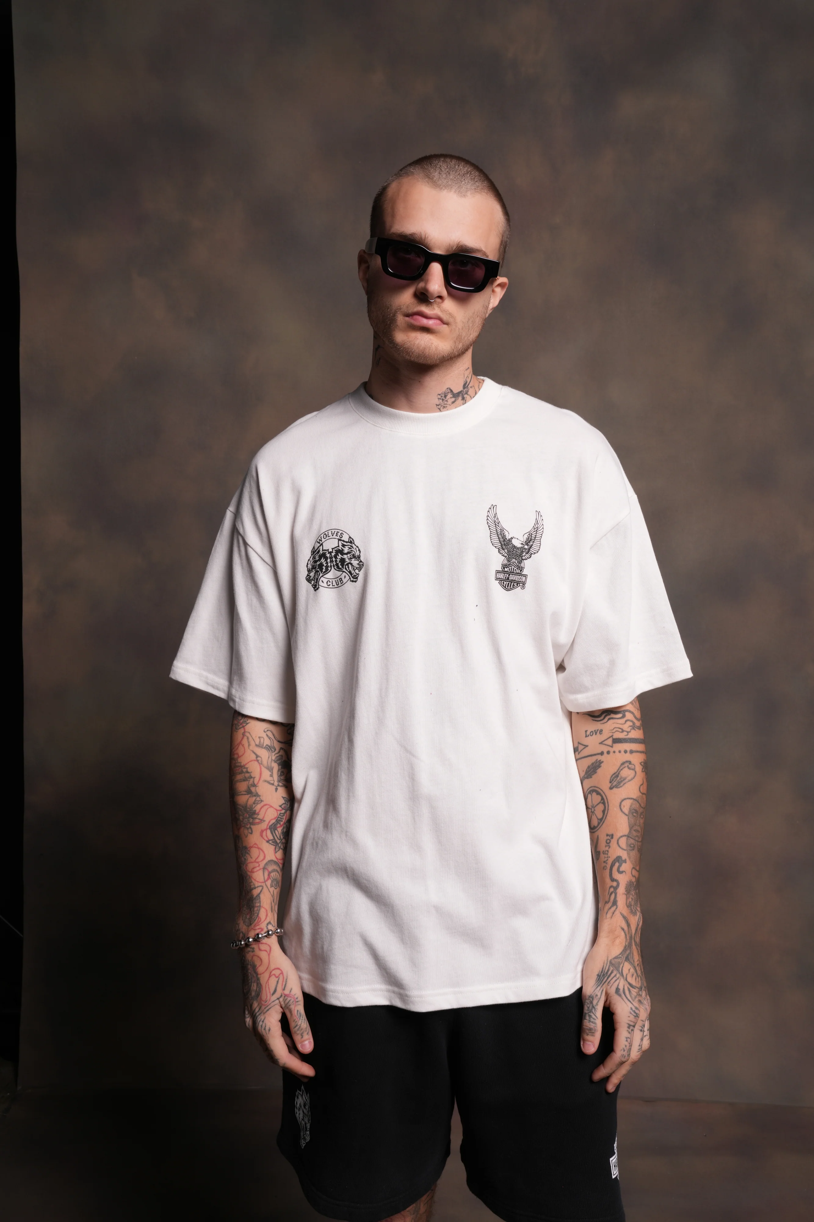 The Eagle & The Wolf "Premium" Oversized Tee in Cream - Image 2
