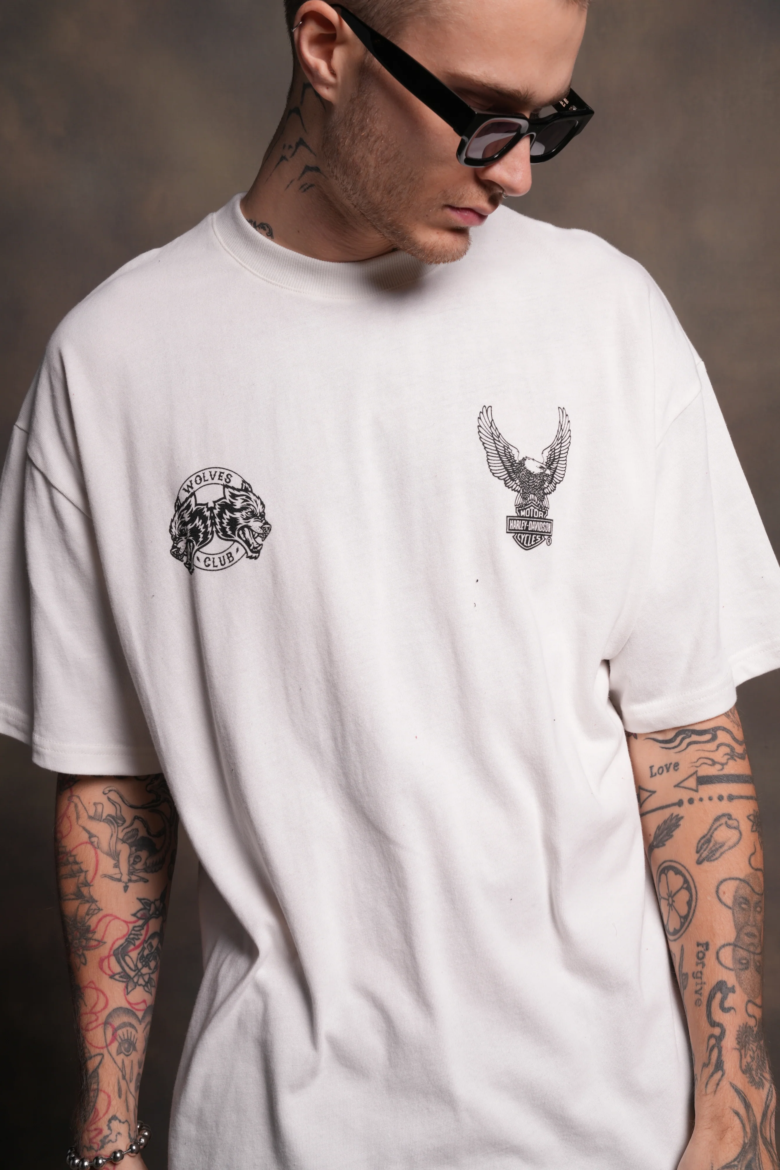 The Eagle & The Wolf "Premium" Oversized Tee in Cream - Image 5