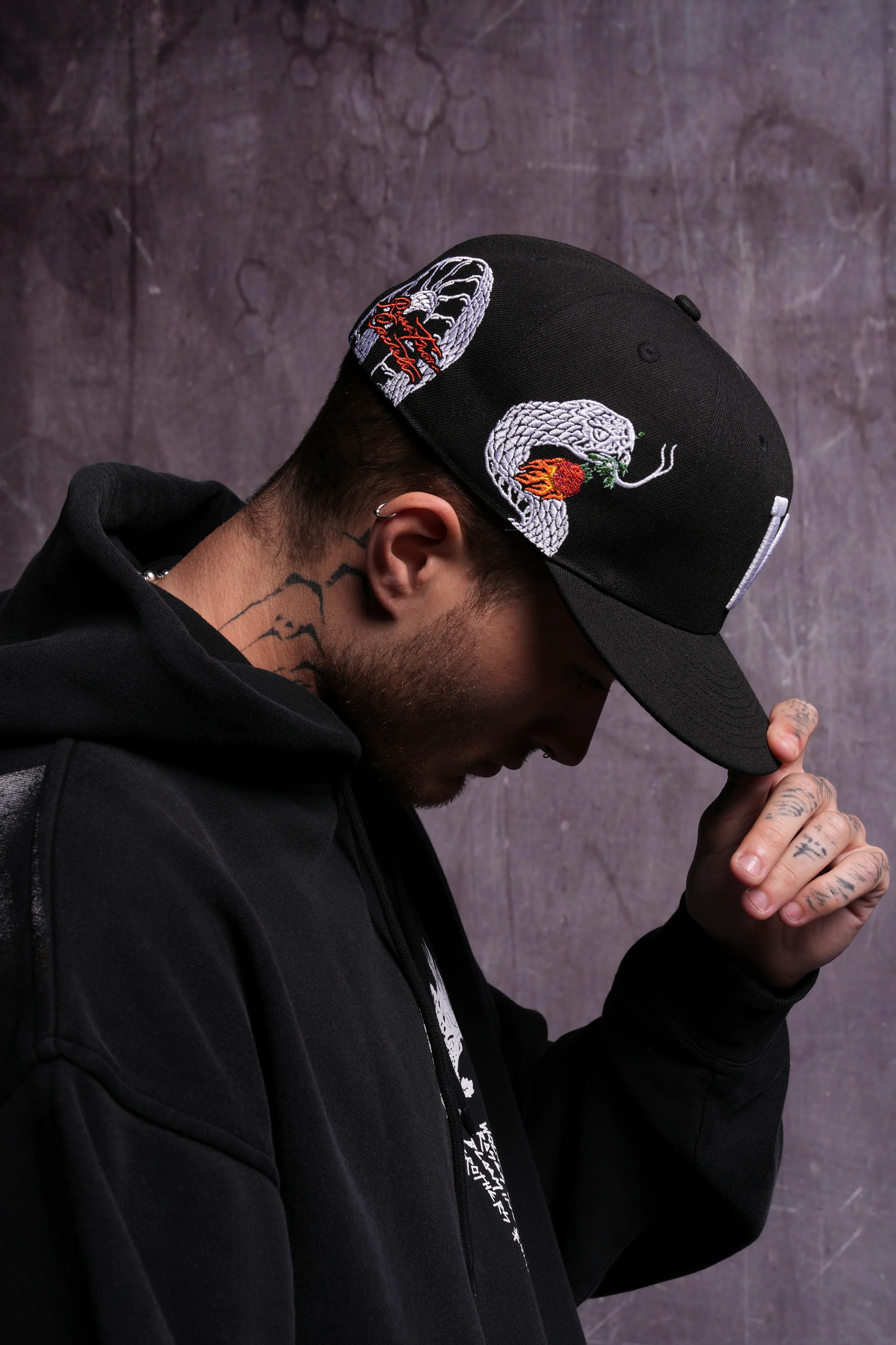 The Snake and The Rose Fitted Hat in Black - Image 7