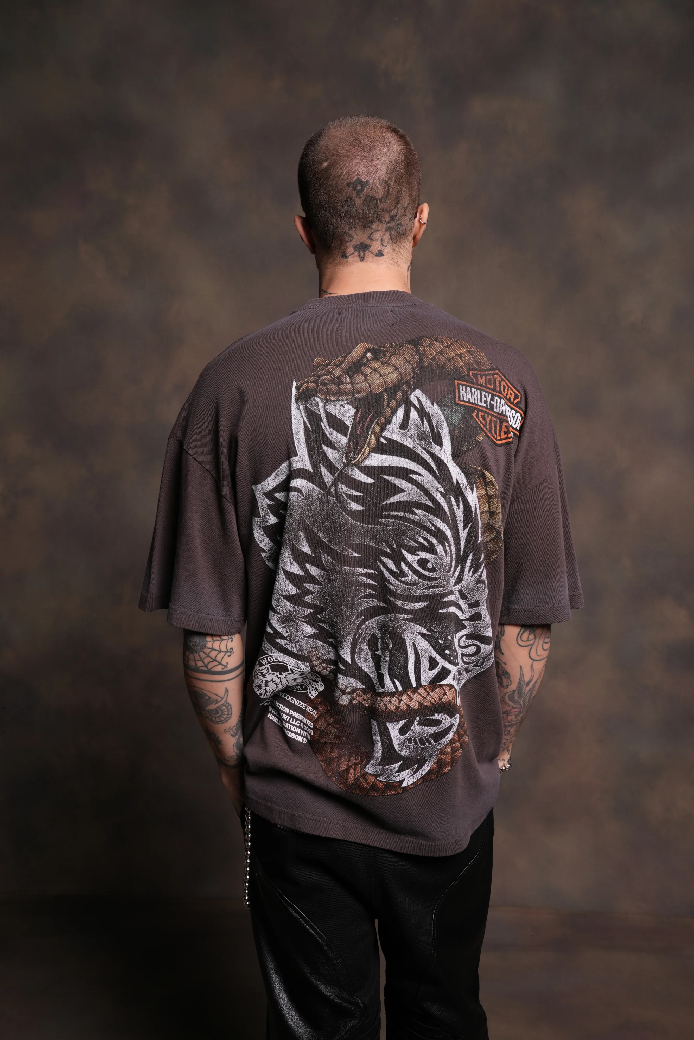 The Snake & The Wolf "Premium" Oversized Tee in Darc Brown Drift Wash - Image 4