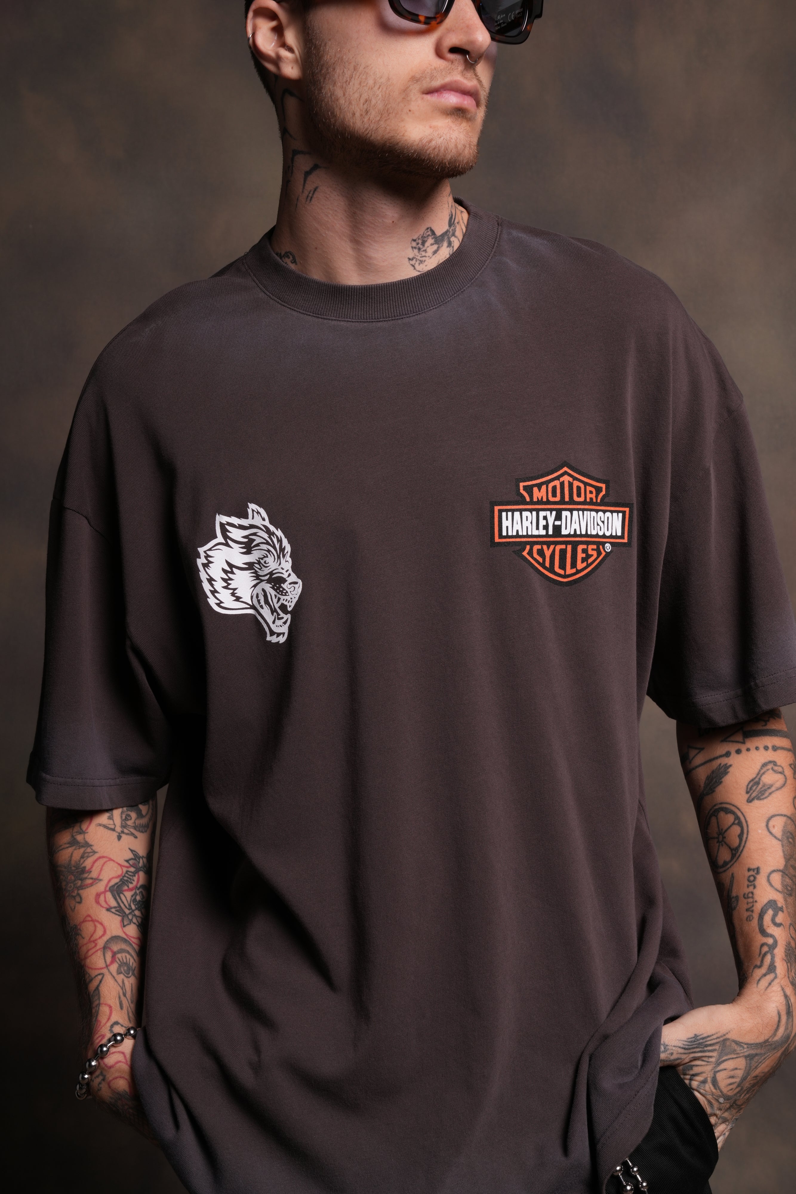 The Snake & The Wolf "Premium" Oversized Tee in Darc Brown Drift Wash - Image 5