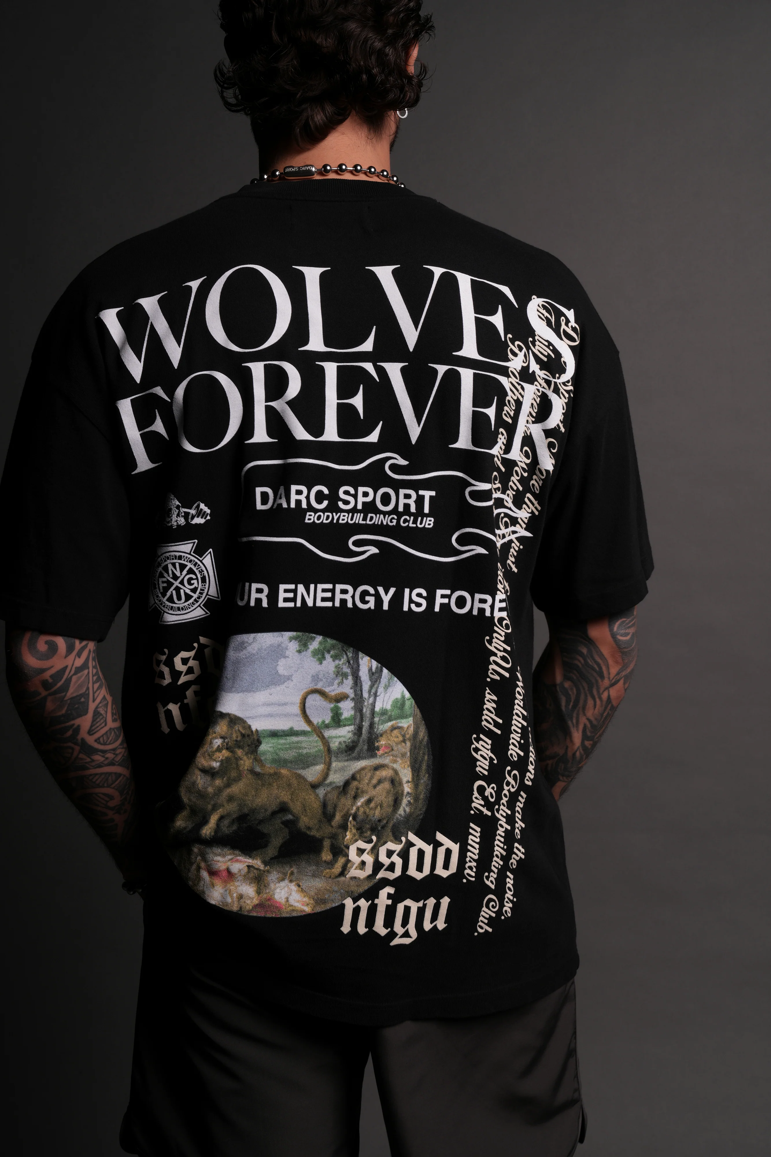 Three Wolves "Premium" Oversized Tee in Black - Image 7