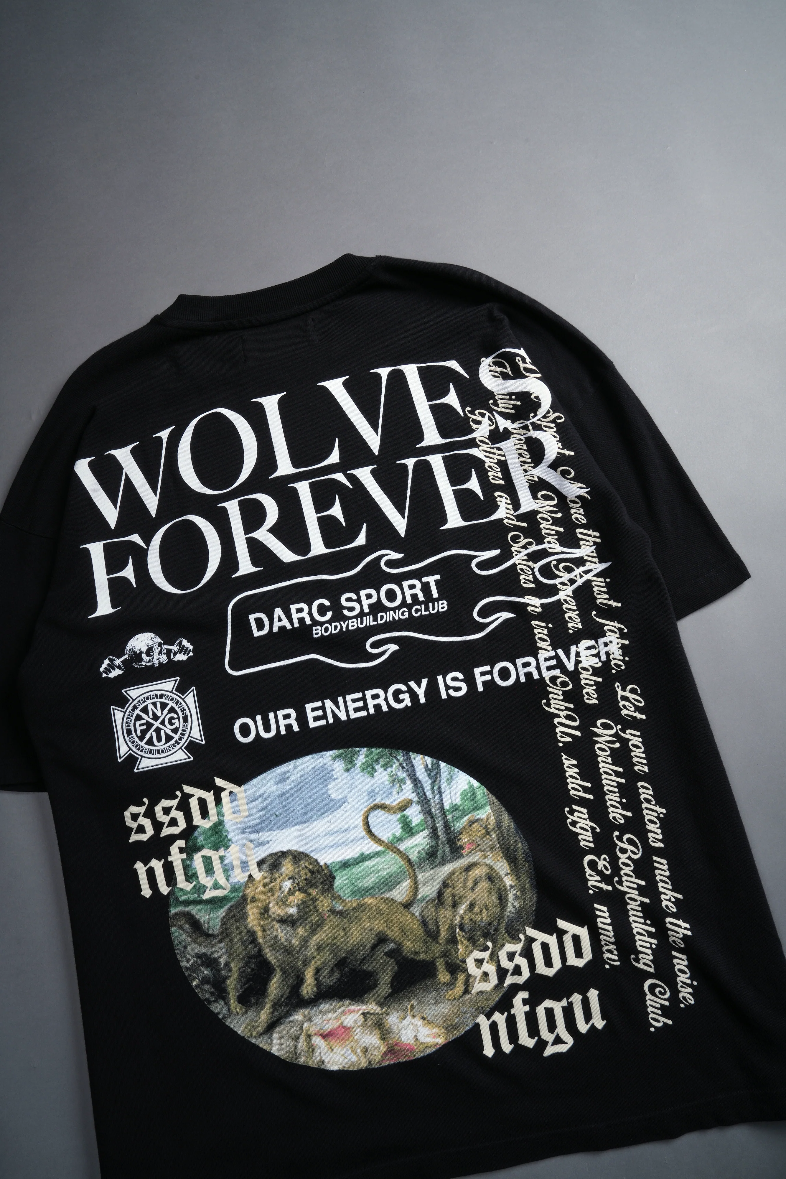 Three Wolves "Premium" Oversized Tee in Black - Image 8