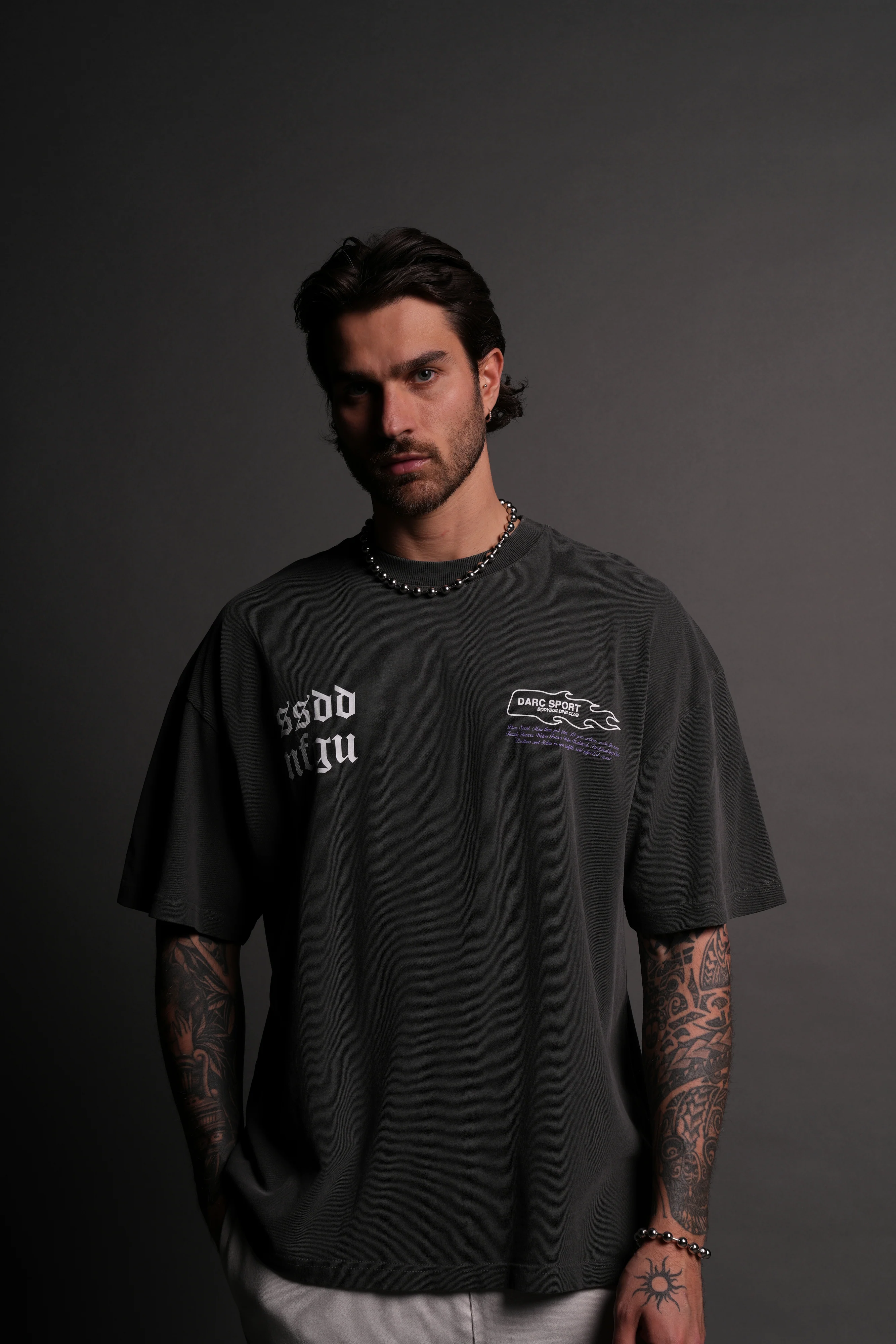 Three Wolves "Premium" Oversized Tee in Wolf Gray - Image 2