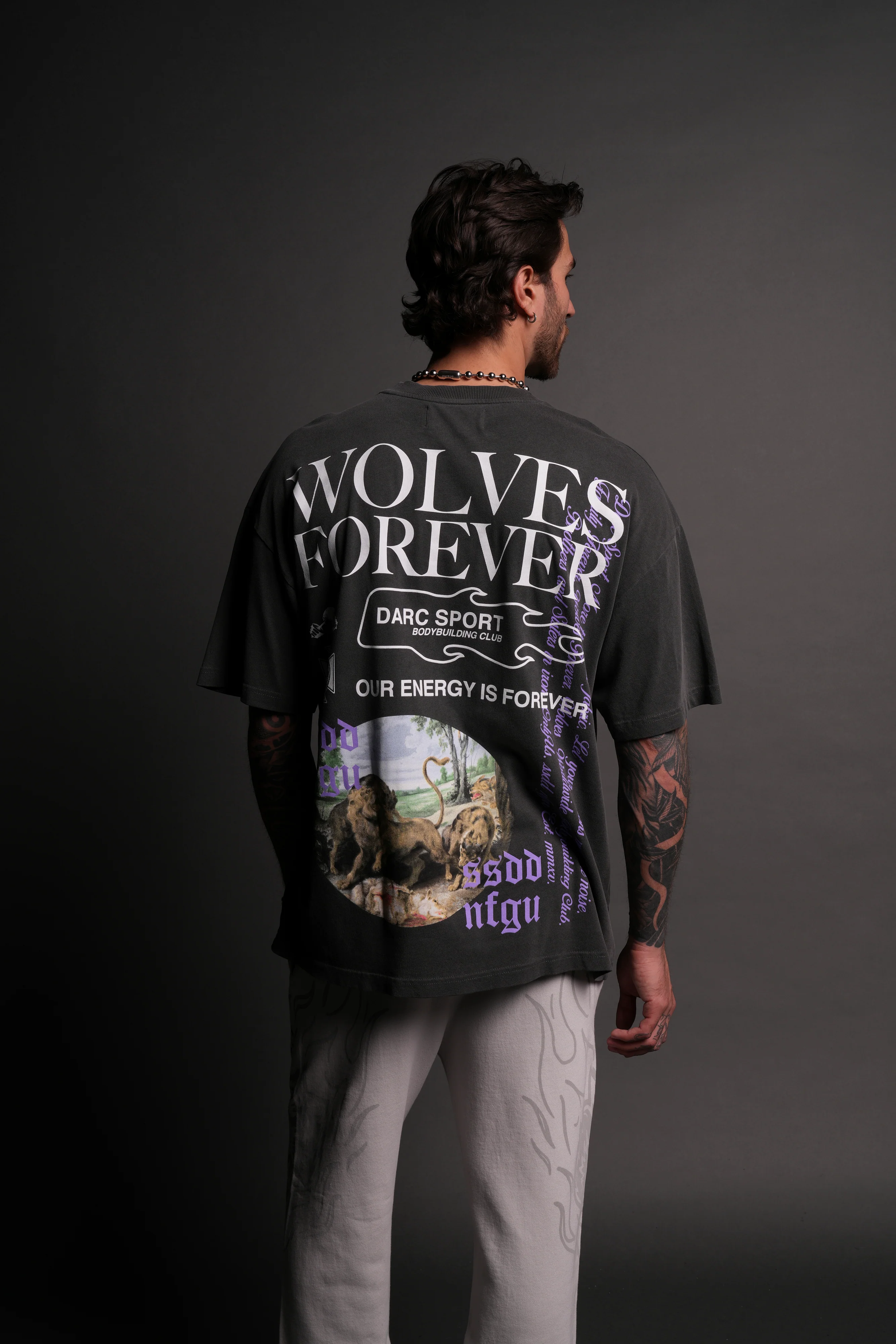 Three Wolves "Premium" Oversized Tee in Wolf Gray - Image 5