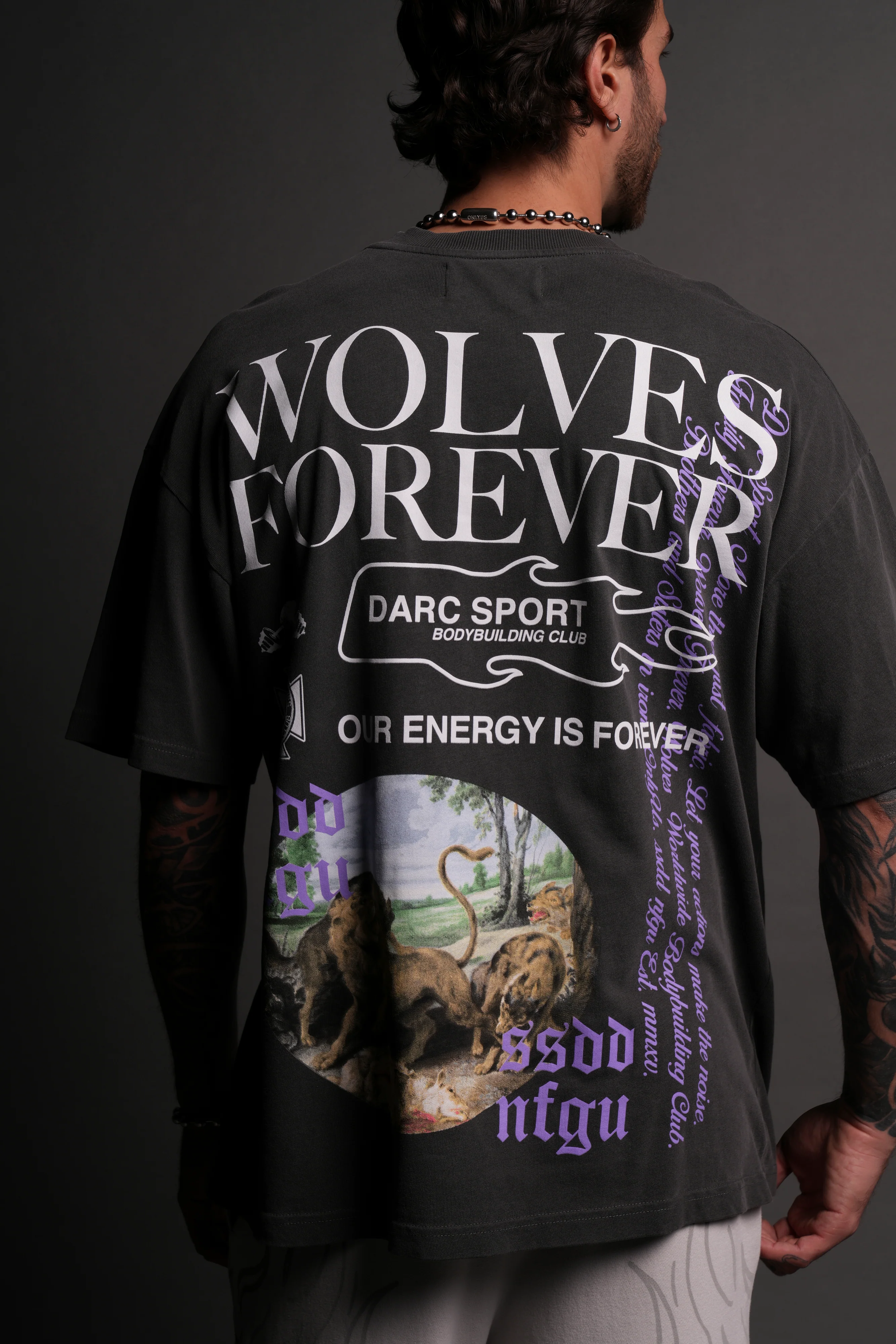 Three Wolves "Premium" Oversized Tee in Wolf Gray - Image 9