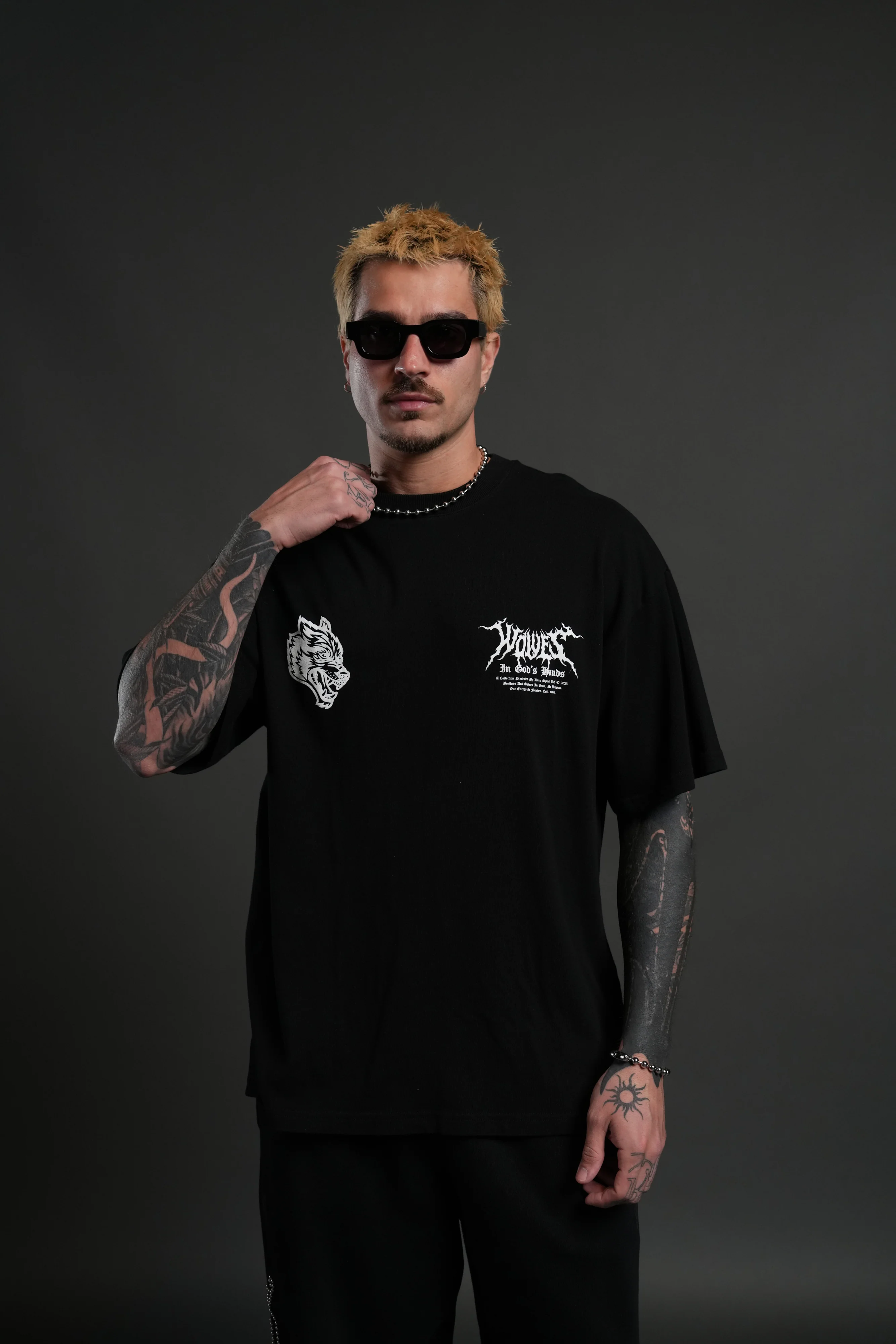 Through The Clouds "Premium" Oversized Tee in Black - Image 2