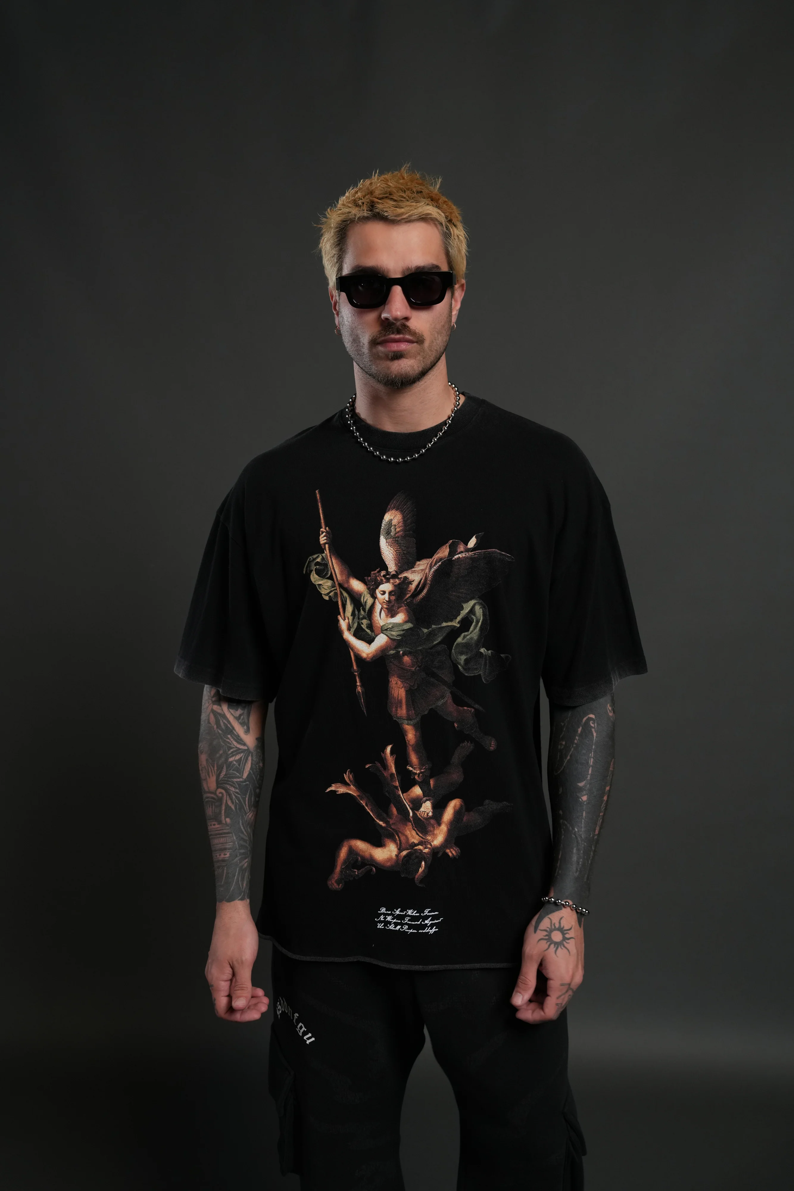 Triump Raw Hem Premium Oversized Tee in Black - Image 4
