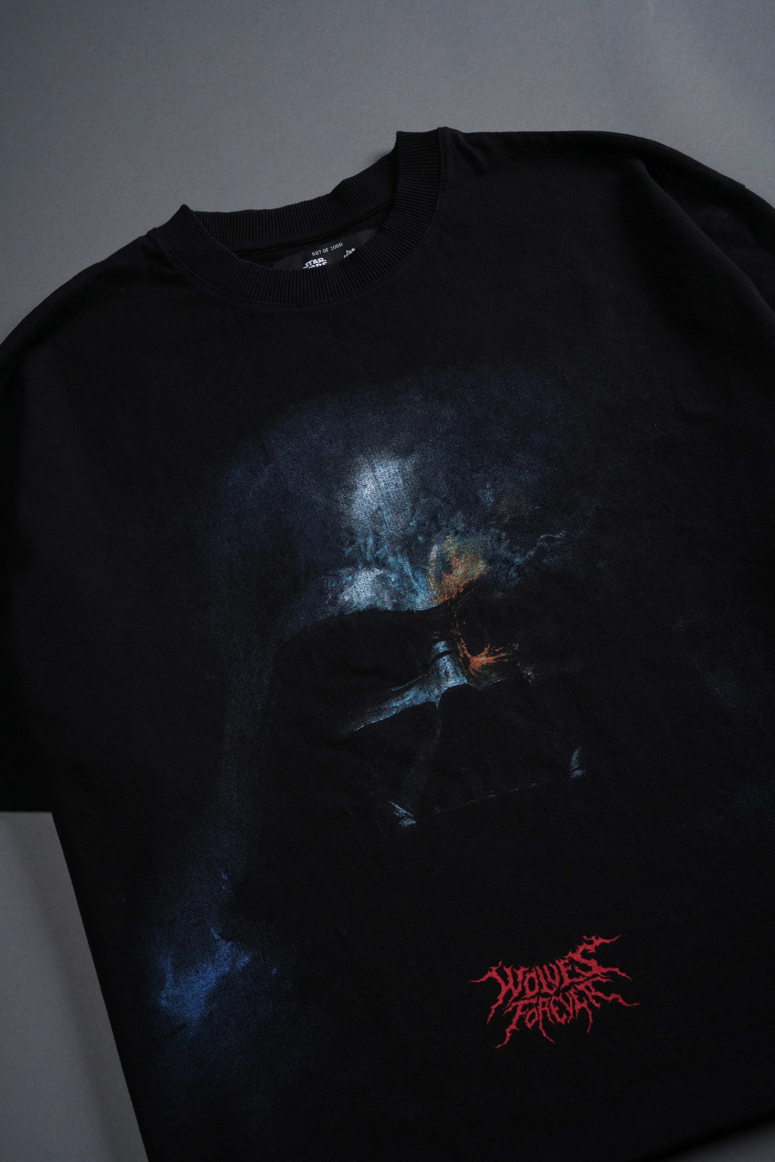 Vader Grunge Mid-Length Raw Hem Tee in Black - Image 3