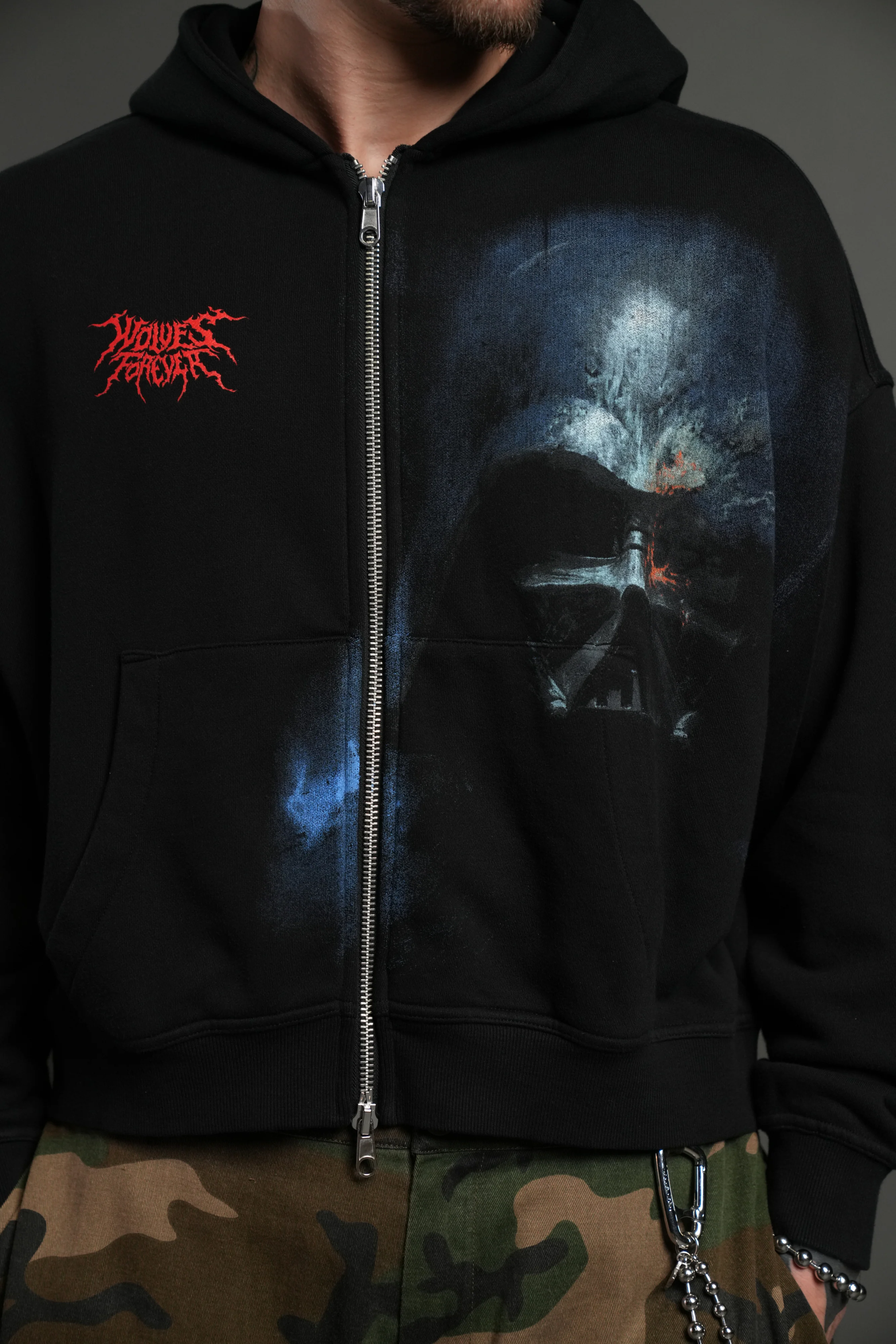 Vader Vex Double Zip Hoodie in Black - Image 17