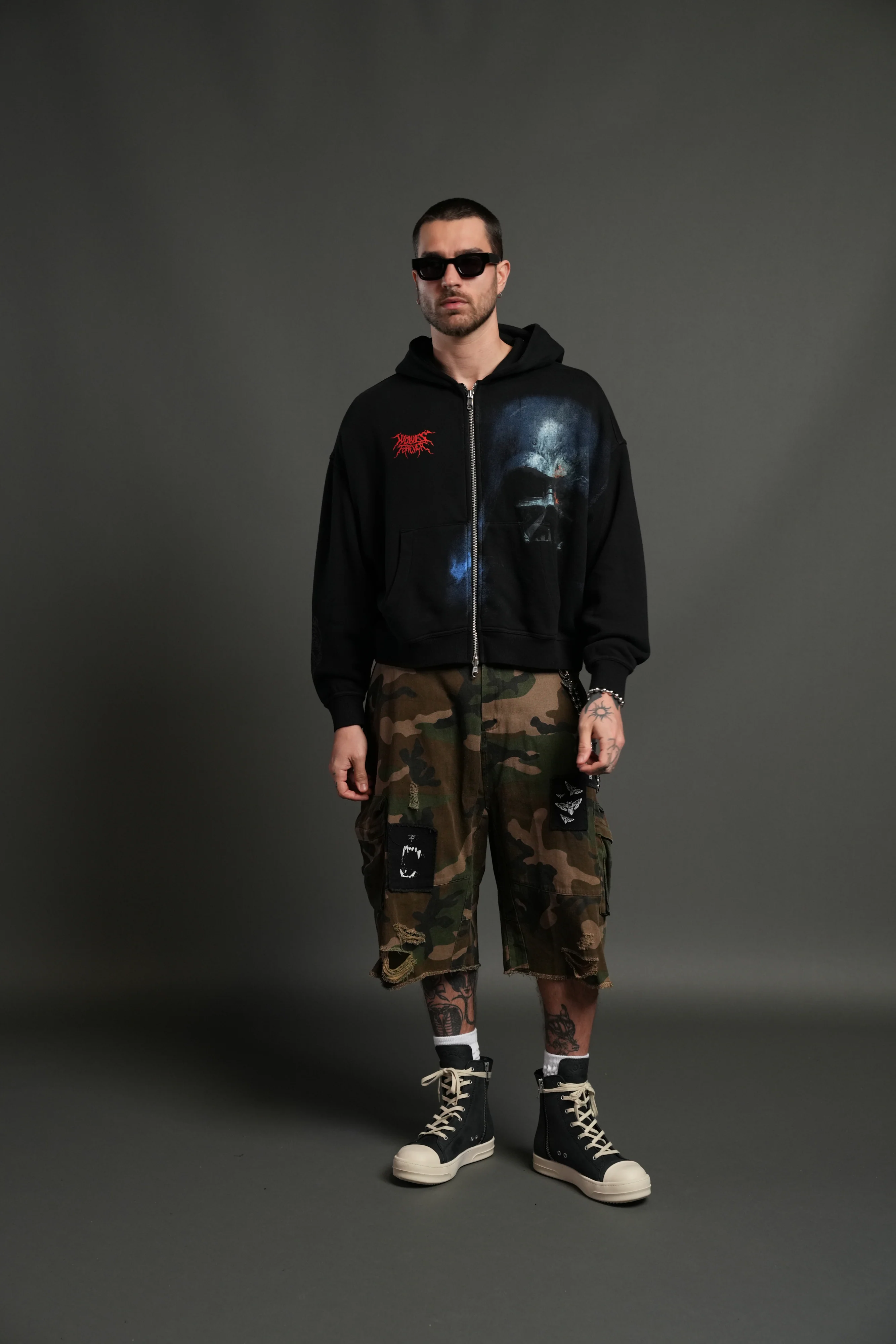 Vader Vex Double Zip Hoodie in Black - Image 7