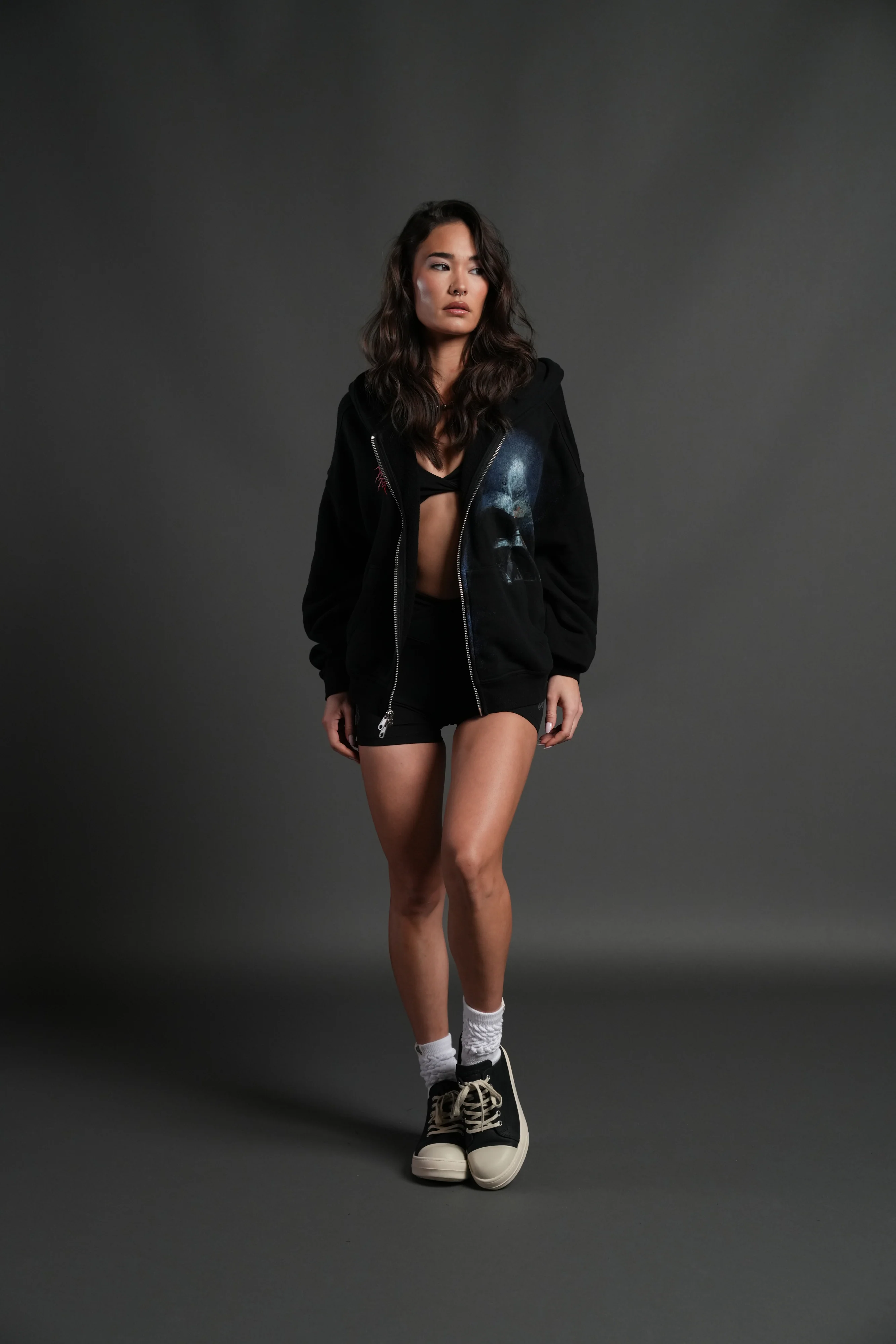 Vader Vex Double Zip Hoodie in Black - Image 9