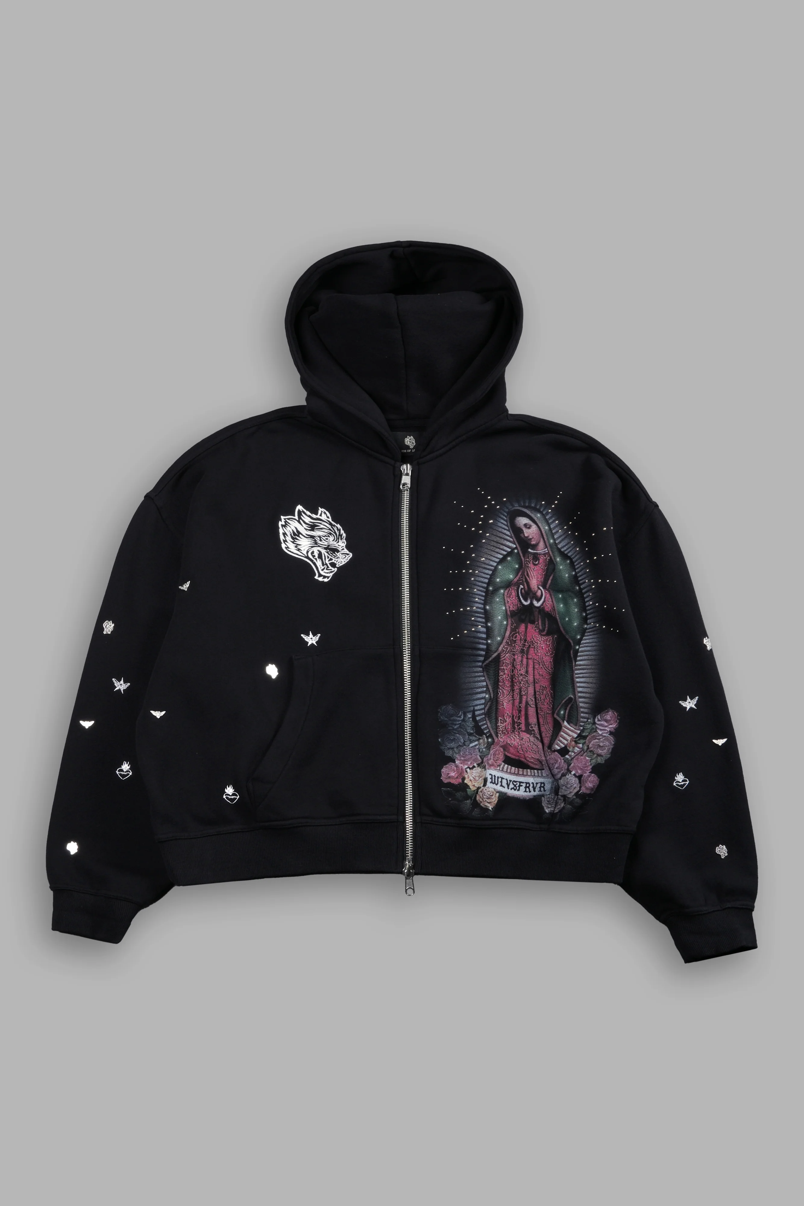 Verona Noir Vex Double Zip Hoodie in Black