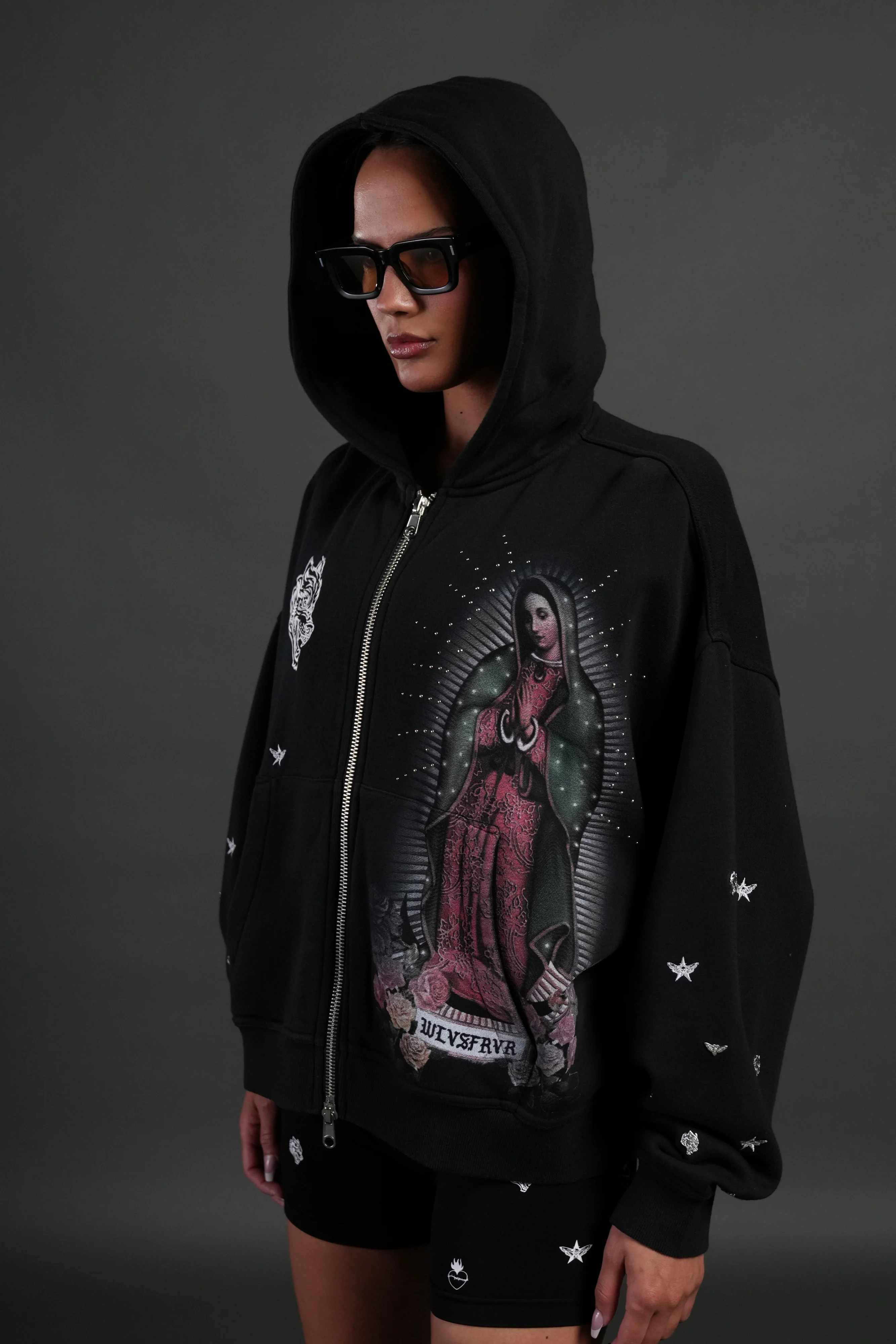 Verona Noir Vex Double Zip Hoodie in Black - Image 11