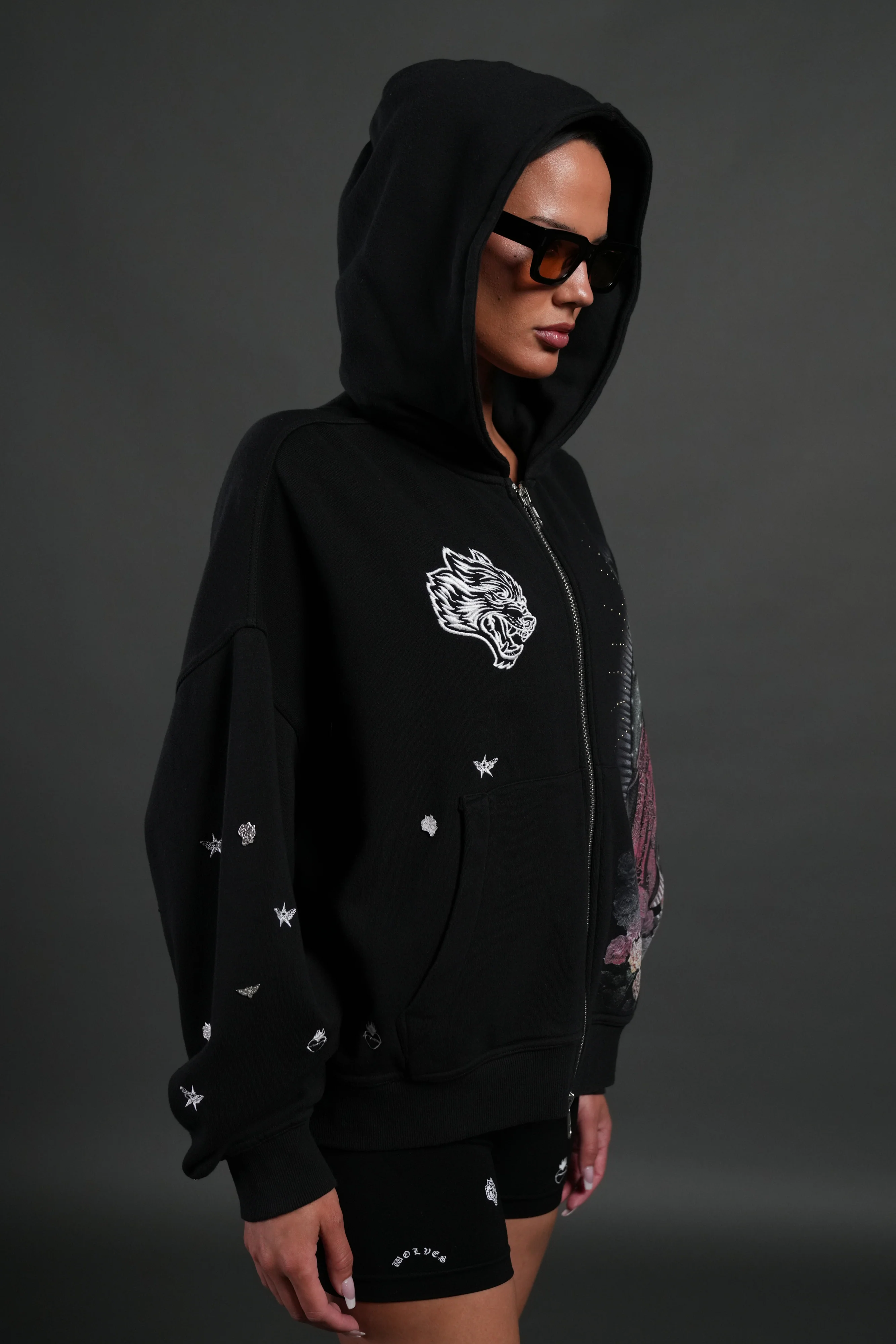 Verona Noir Vex Double Zip Hoodie in Black - Image 12