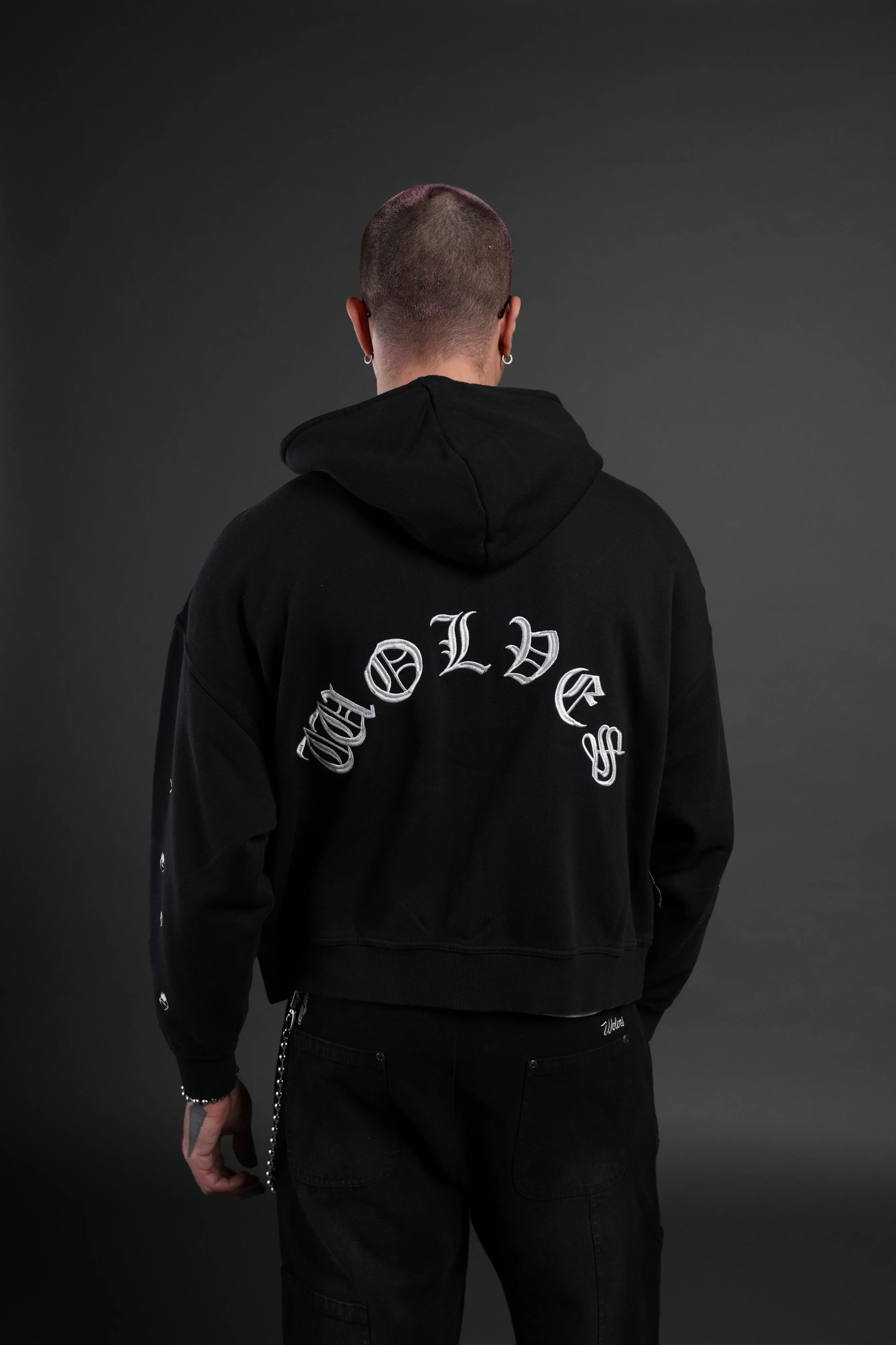 Verona Noir Vex Double Zip Hoodie in Black - Image 2