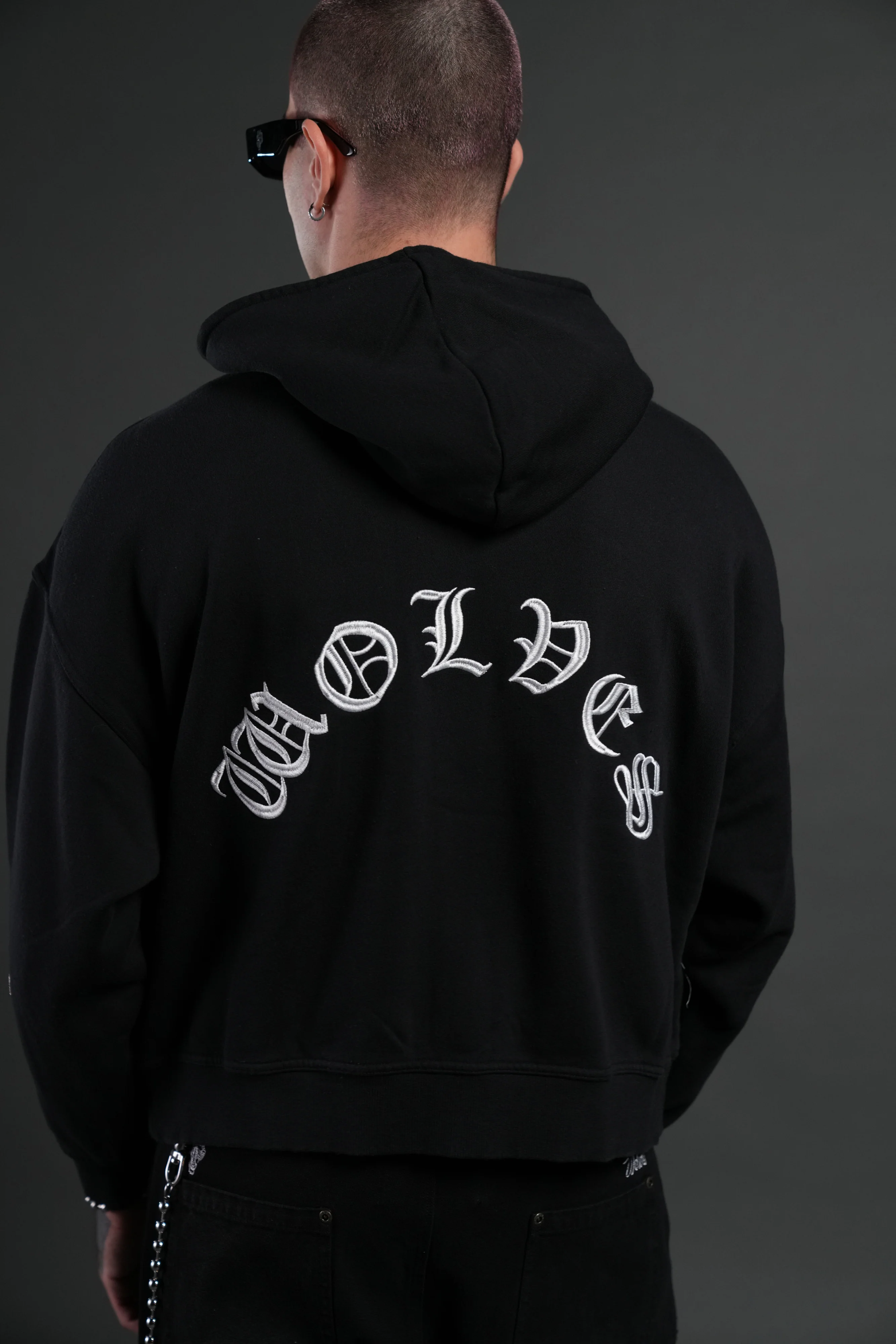 Verona Noir Vex Double Zip Hoodie in Black - Image 8
