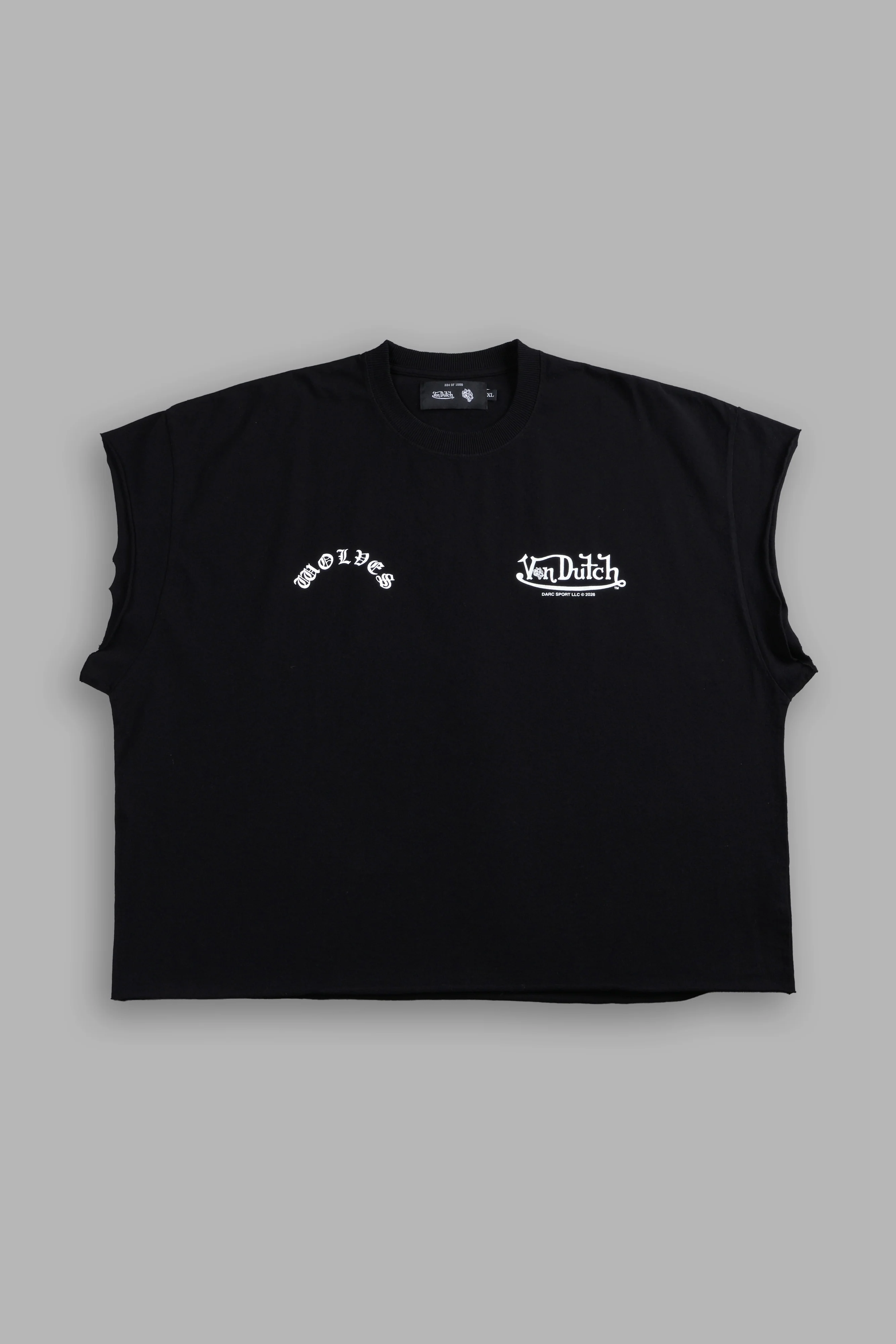 Von Darc Grunge Cut-Off Mid-Length Raw Hem Tee in Black - Image 3