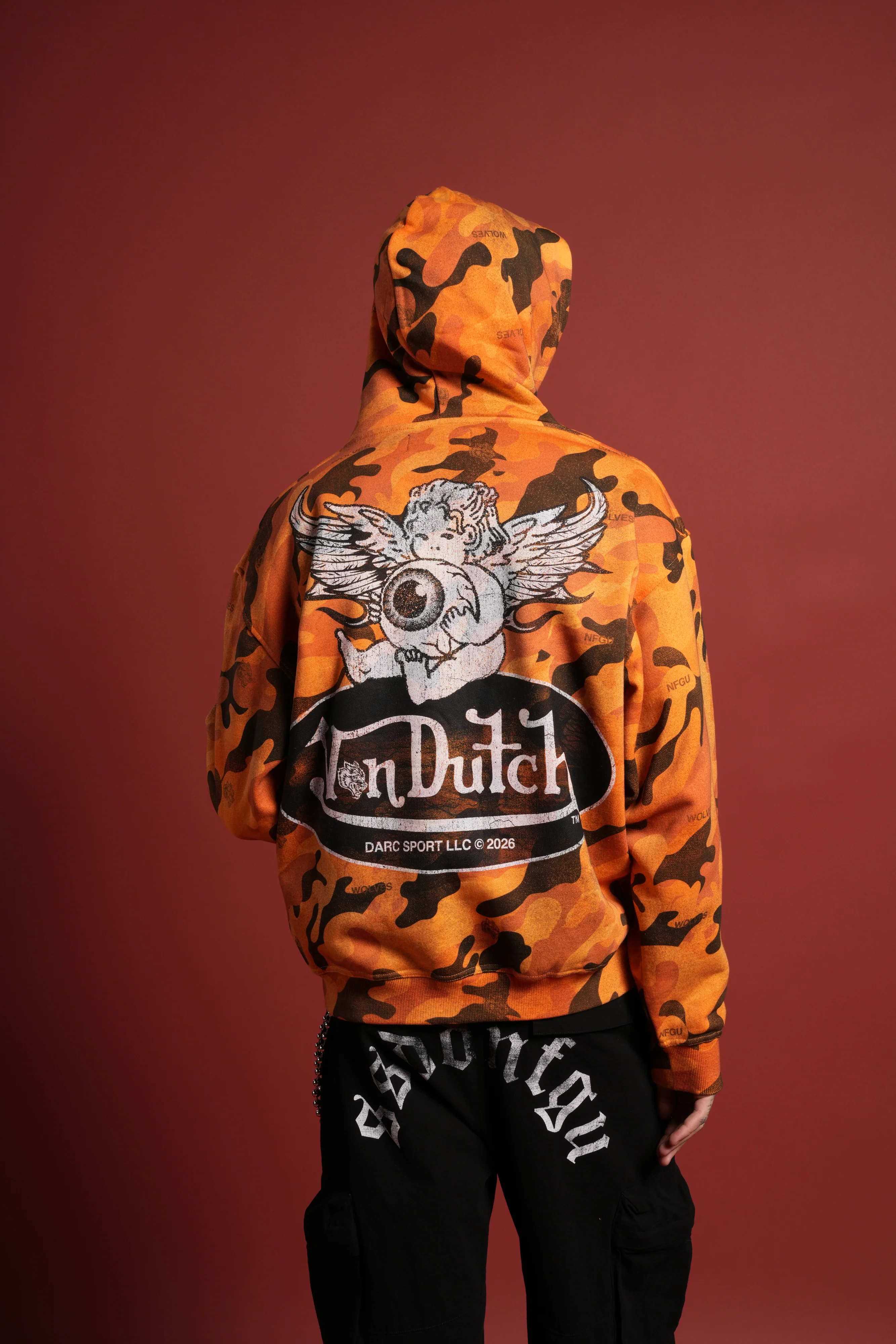 Von Wild Unisex "Pierce" Hoodie in DSVD Orange Camo - Image 4