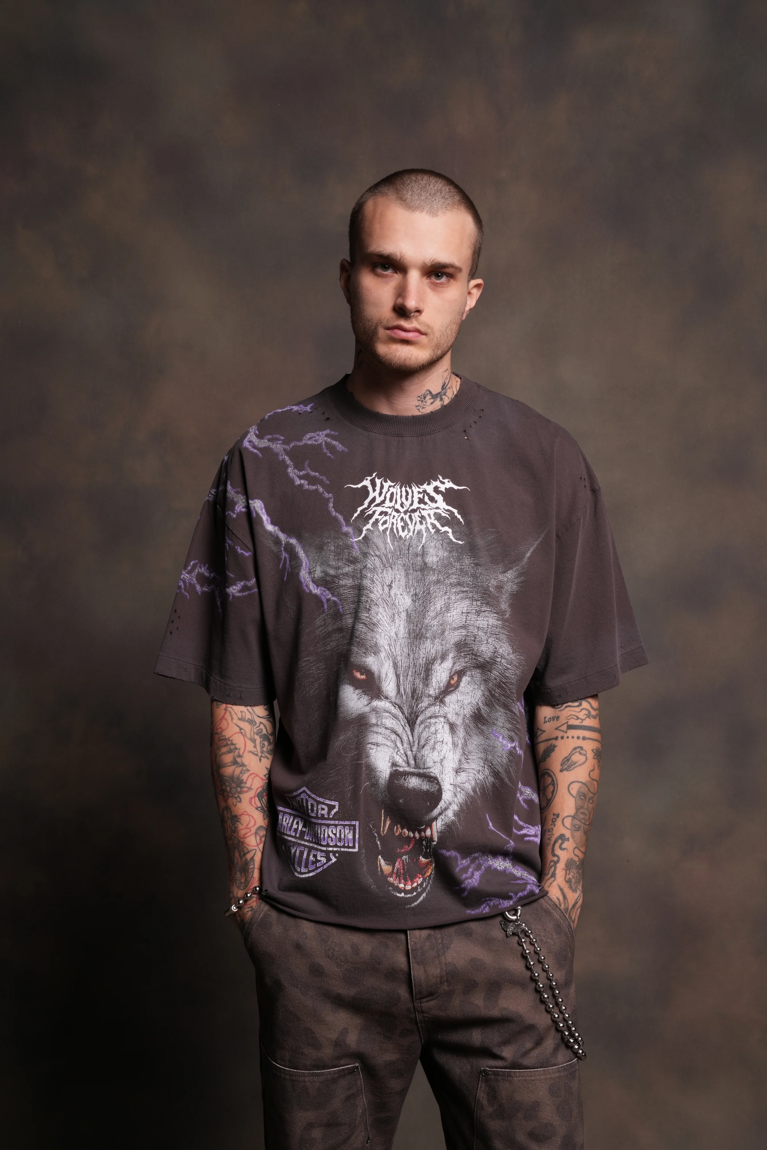 We Were Never the Same Distressed Grunge Tee in Darc Brown Drift Wash - Image 4