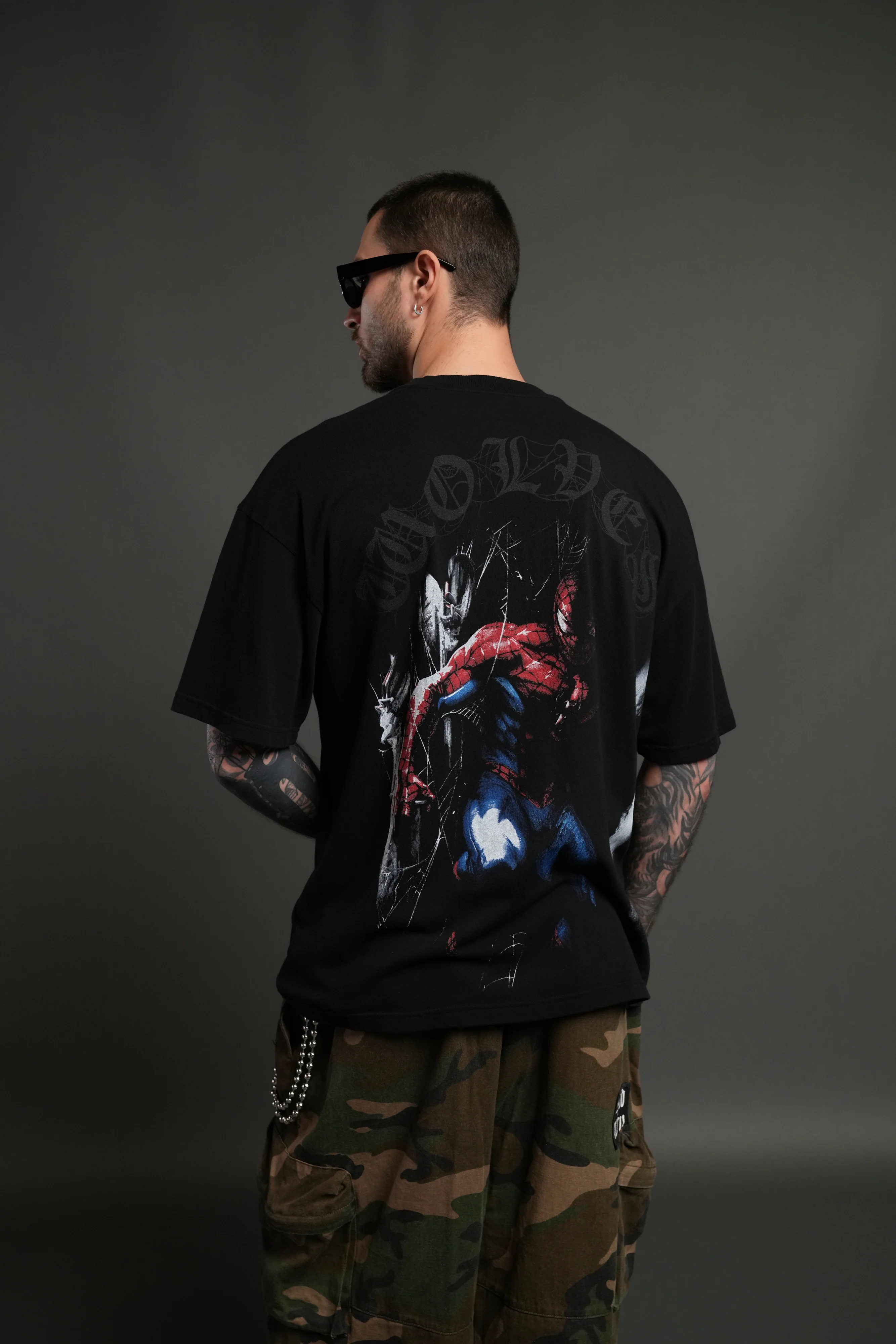 Webs and Shadows Premium Oversized Tee in Black - Image 4